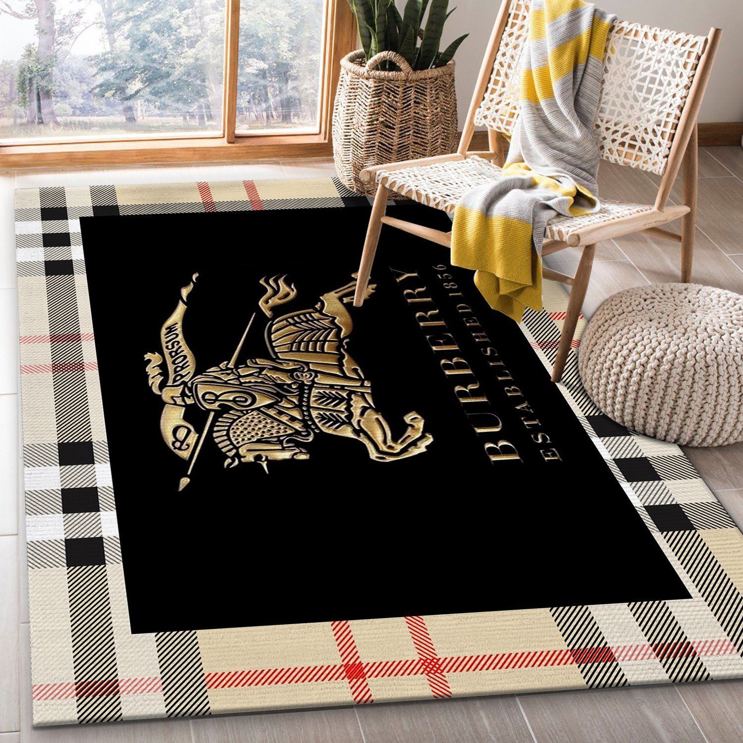 Burberry Logo Area Rugs LUXURY Living Room Carpet FN231227 Brands Fashion Floor Decor The US Decor - Indoor Outdoor Rugs