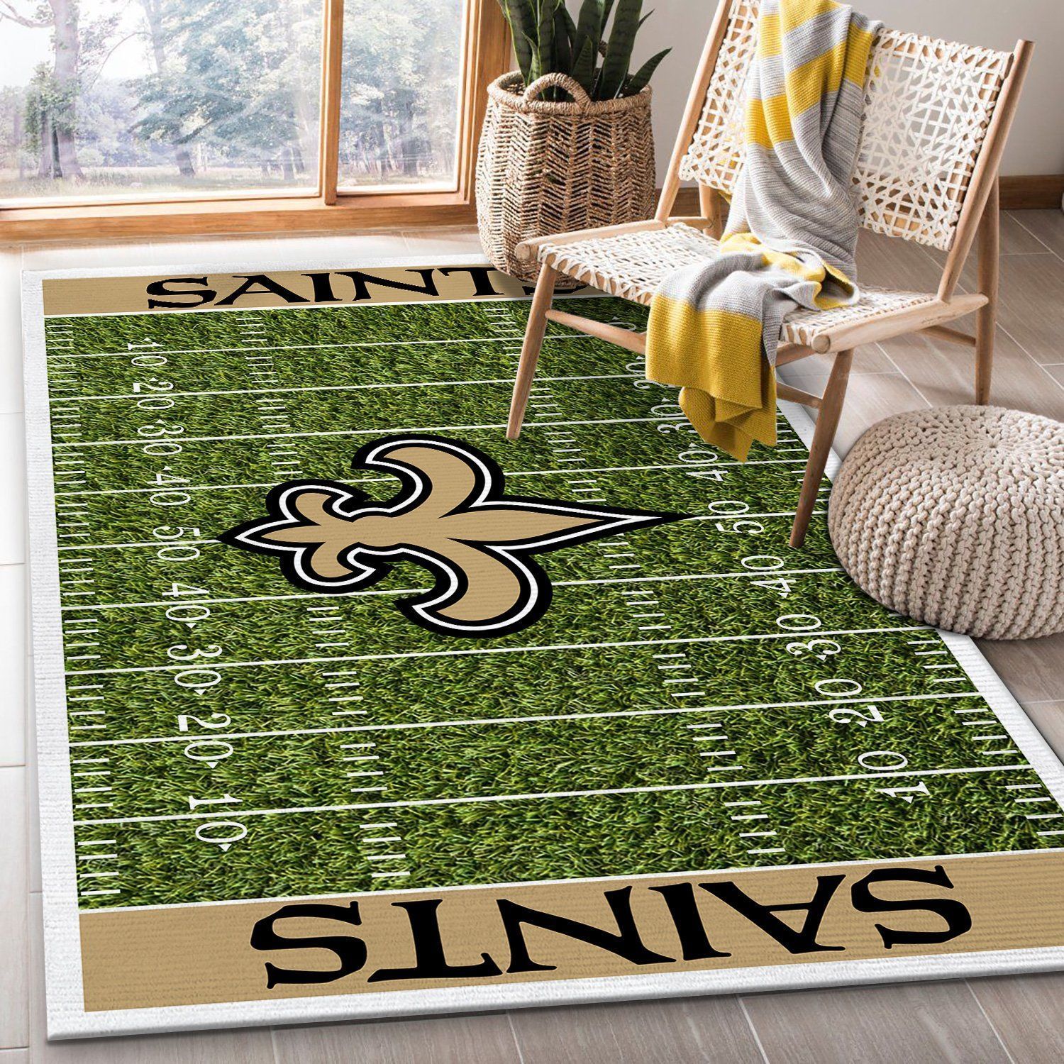 New Orleans Saints Nfl Rug Room Carpet Sport Custom Area Floor Home Decor V4 - Indoor Outdoor Rugs