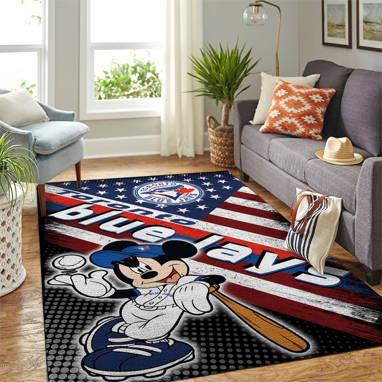 Toronto Blue Jays Mlb Team Logo Mickey Us Style Nice Gift Home Decor Rectangle Area Rug - Indoor Outdoor Rugs