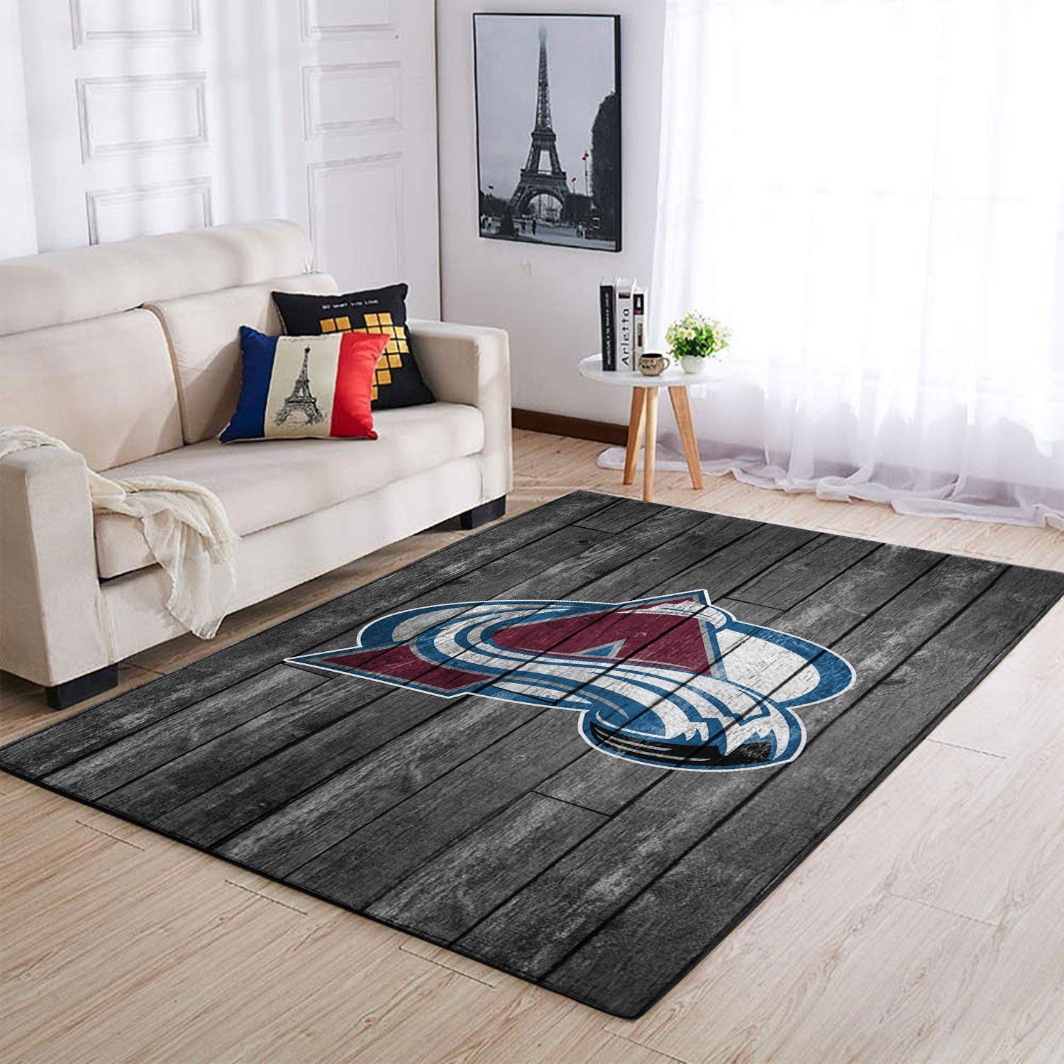 Colorado Avalanche Nhl Team Logo Grey Wooden Style Nice Gift Home Decor Rectangle Area Rug - Indoor Outdoor Rugs