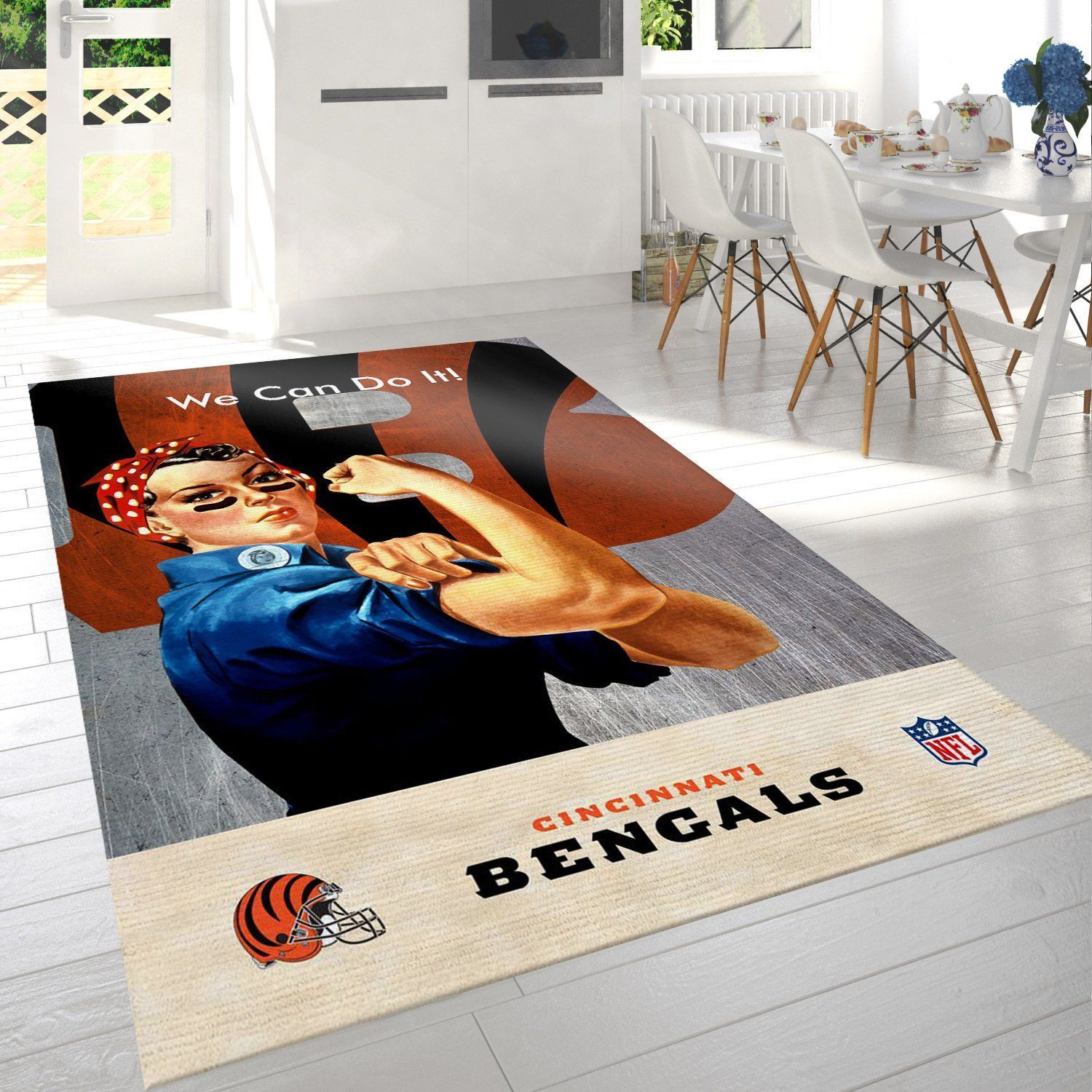 Cincinnati Bengals Nfl Team Logo Rug Bedroom Rug US Gift Decor - Indoor Outdoor Rugs