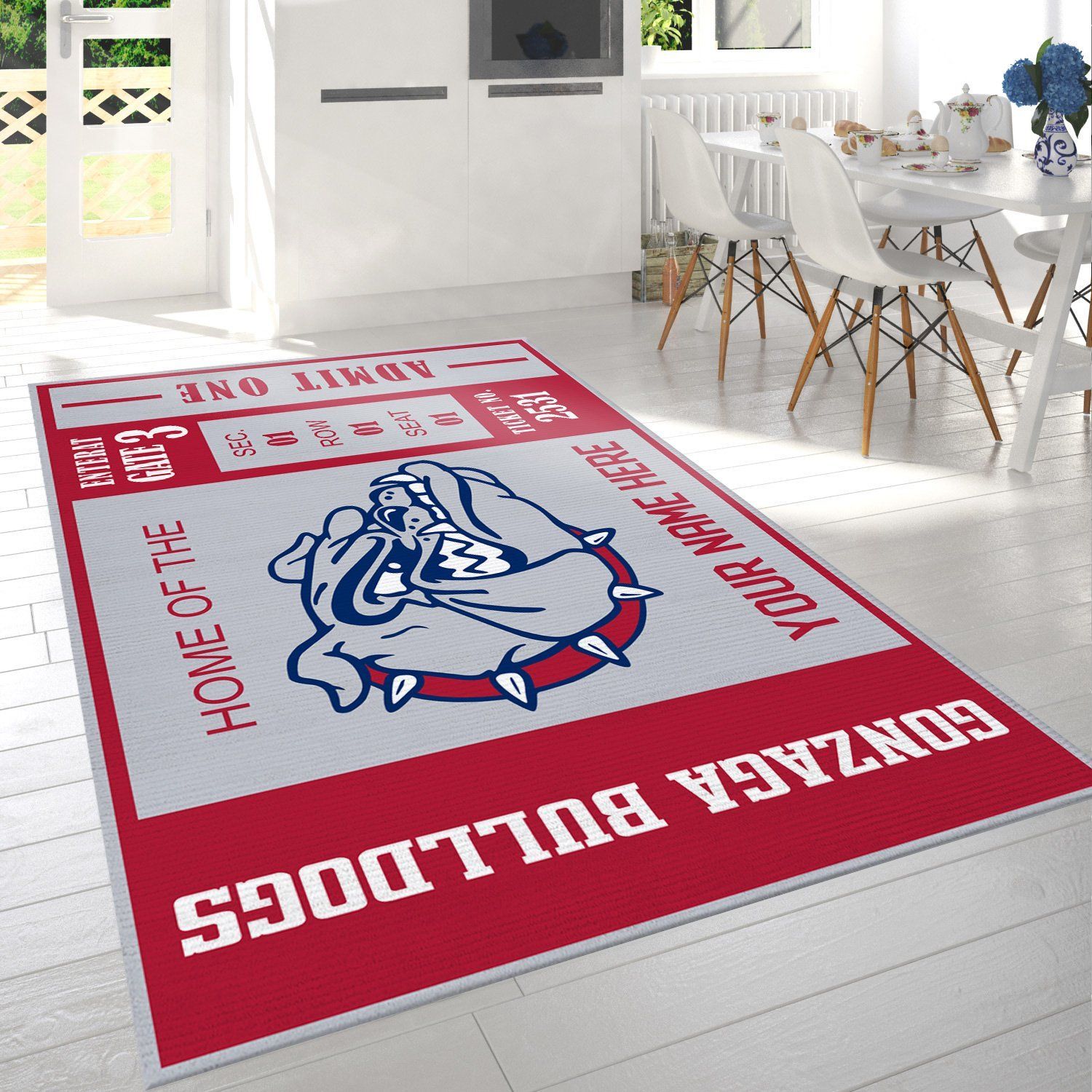 Gonzaga Bulldogs Ncaa Customizable Rug, Living Room Rug - Floor US Decor - Indoor Outdoor Rugs