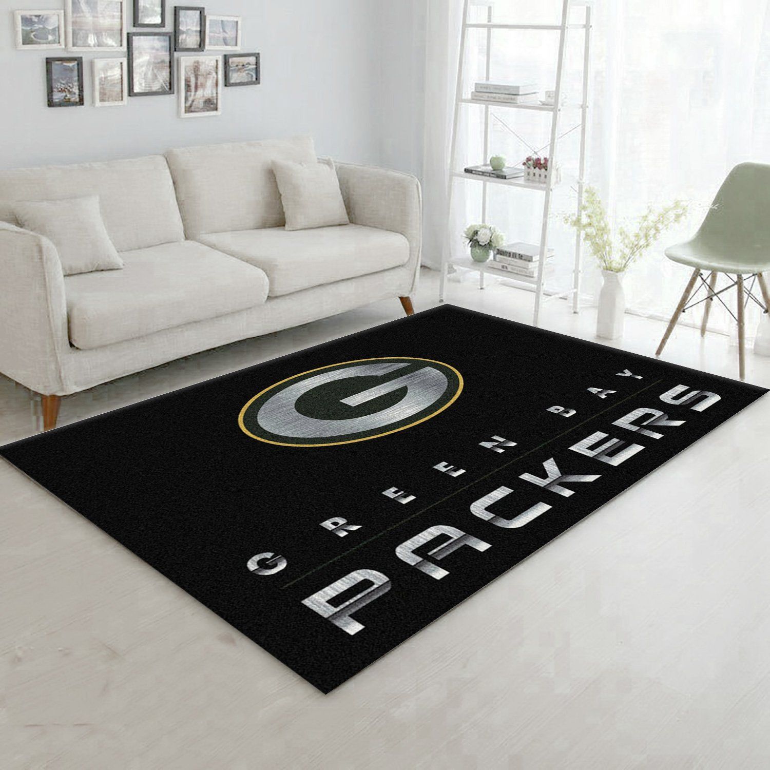 Green Bay Packers Imperial Chrome Rug NFL Area Rug For Christmas, Living room and bedroom Rug, Home US Decor - Indoor Outdoor Rugs