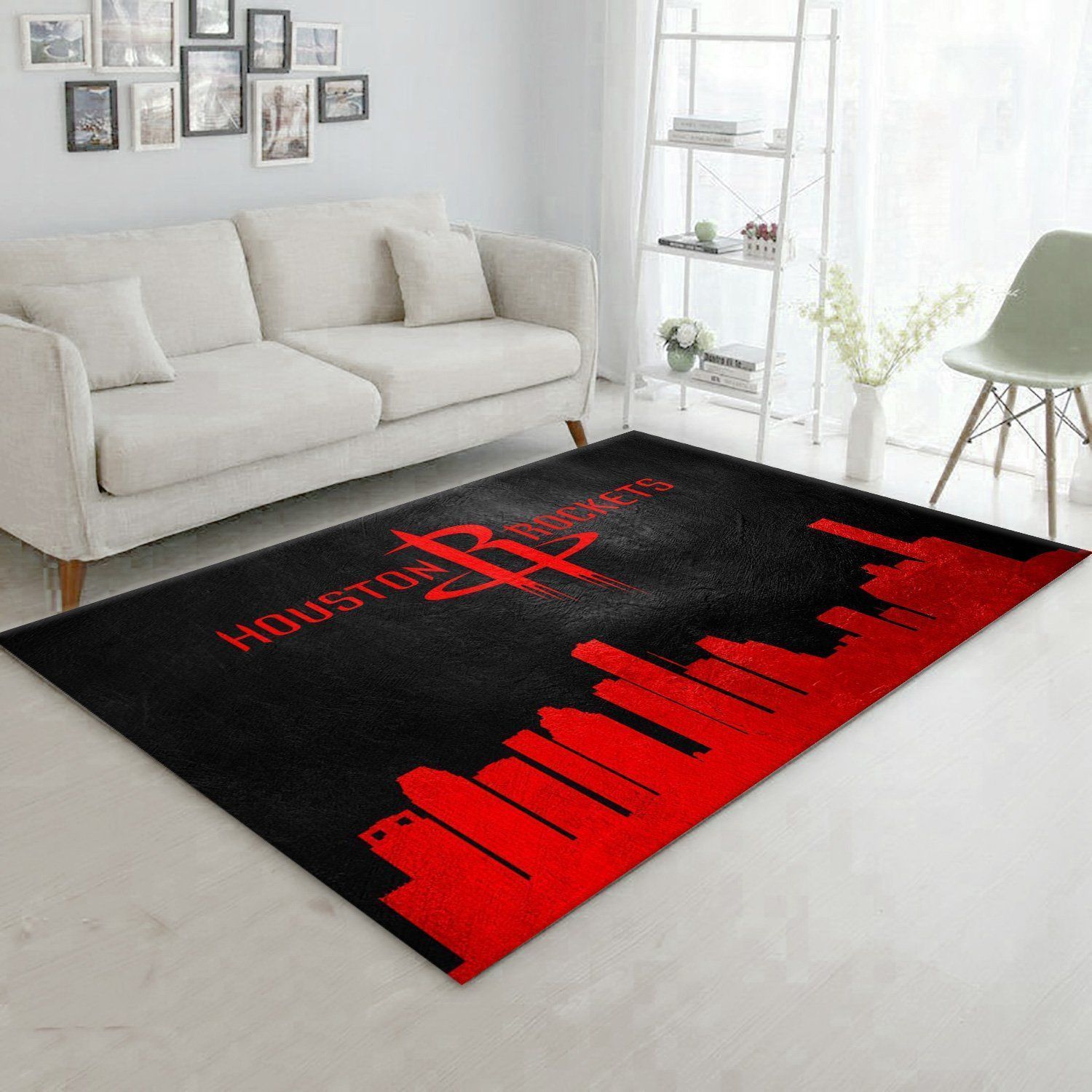 Houston Rockets Skyline Area Rug Carpet, Bedroom, Family Gift US Decor - Indoor Outdoor Rugs