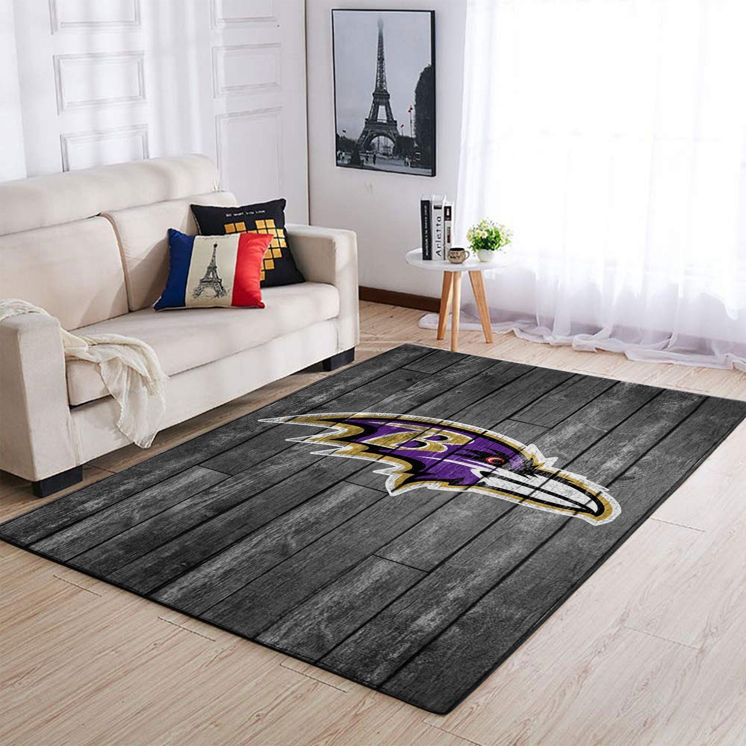 Baltimore Ravens Nfl Team Logo Grey Wooden Style Style Nice Gift Home Decor Rectangle Area Rug - Indoor Outdoor Rugs