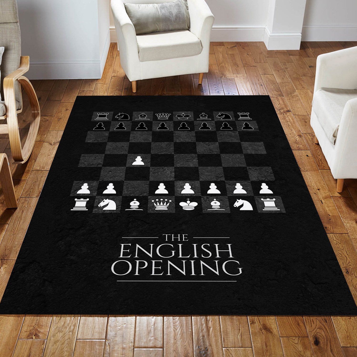 English Opening Chess Area Rug For Christmas Bedroom Rug Home US Decor - Indoor Outdoor Rugs