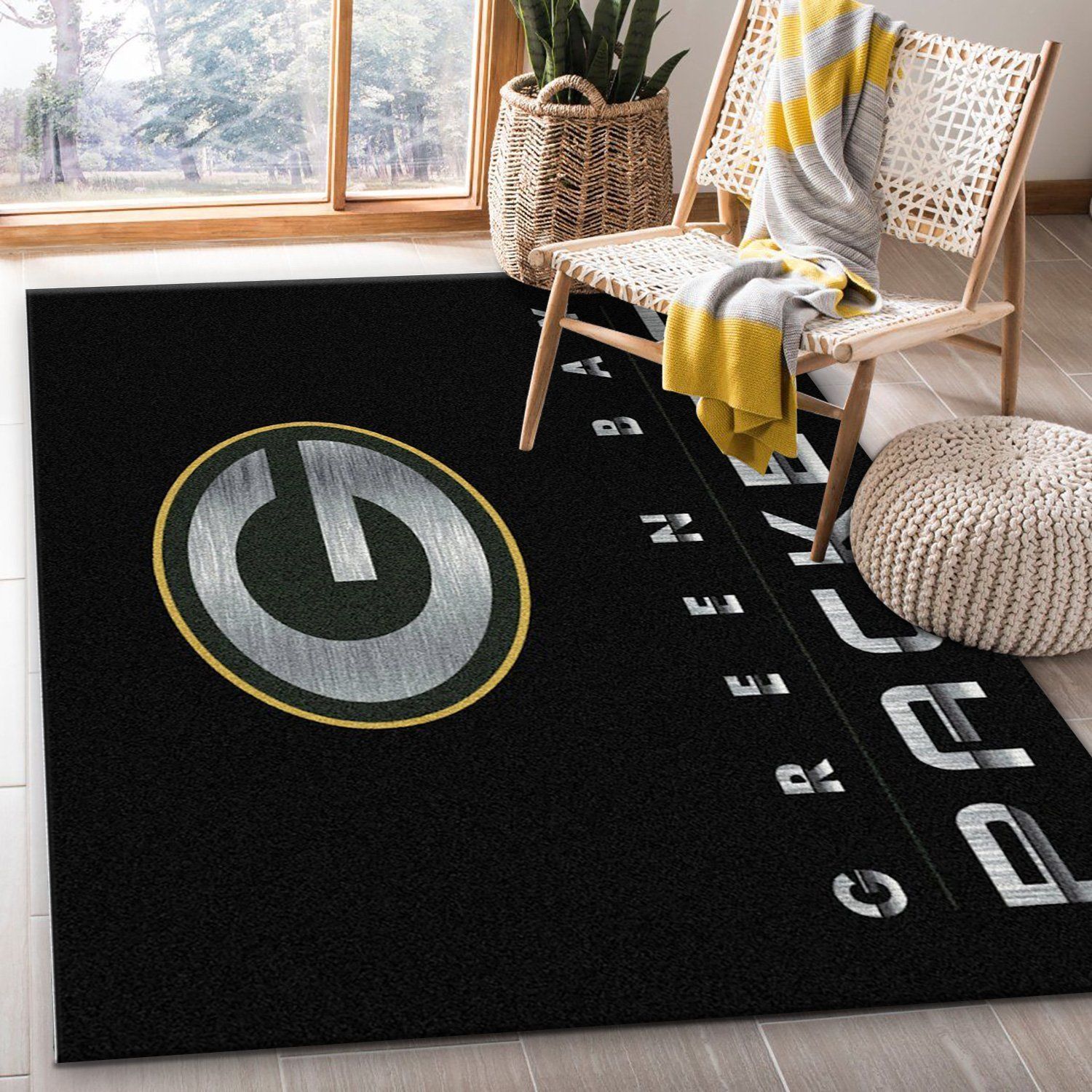 Green Bay Packers Imperial Chrome Rug NFL Area Rug For Christmas, Living room and bedroom Rug, Home US Decor - Indoor Outdoor Rugs