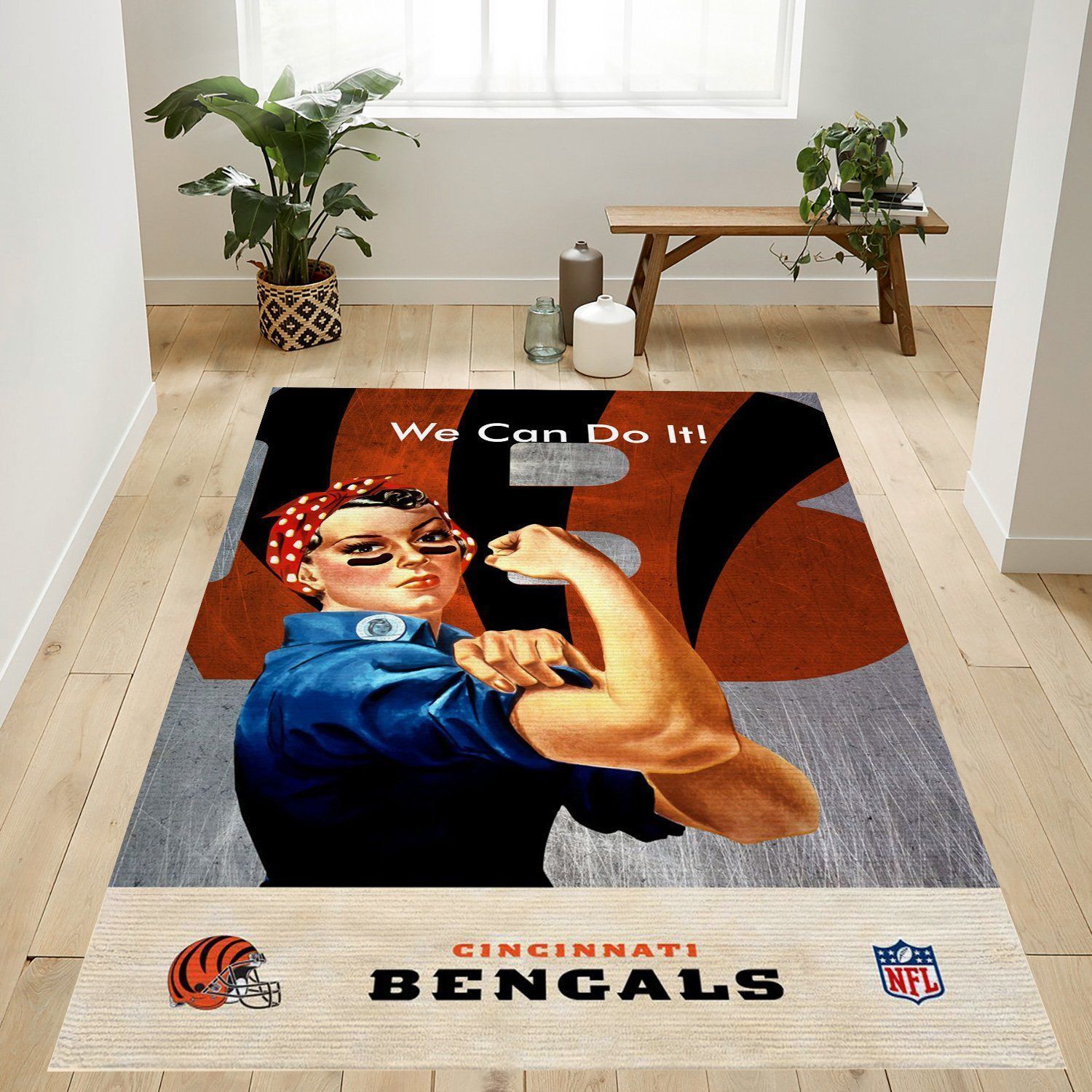 Cincinnati Bengals Nfl Team Logo Rug Bedroom Rug US Gift Decor - Indoor Outdoor Rugs