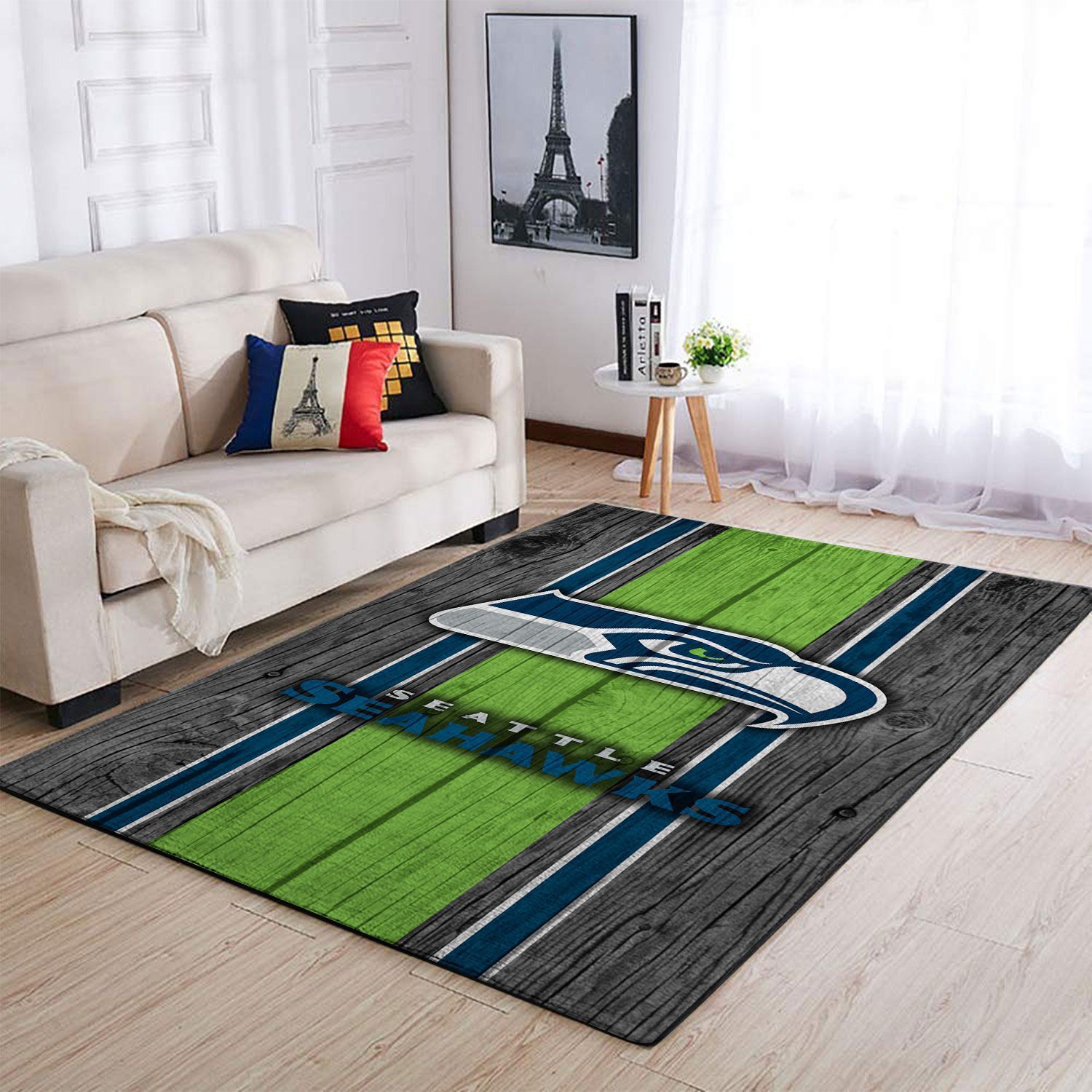 Seattle Seahawks Nfl Team Logo Wooden Style Style Nice Gift Home Decor Rectangle Area Rug - Indoor Outdoor Rugs