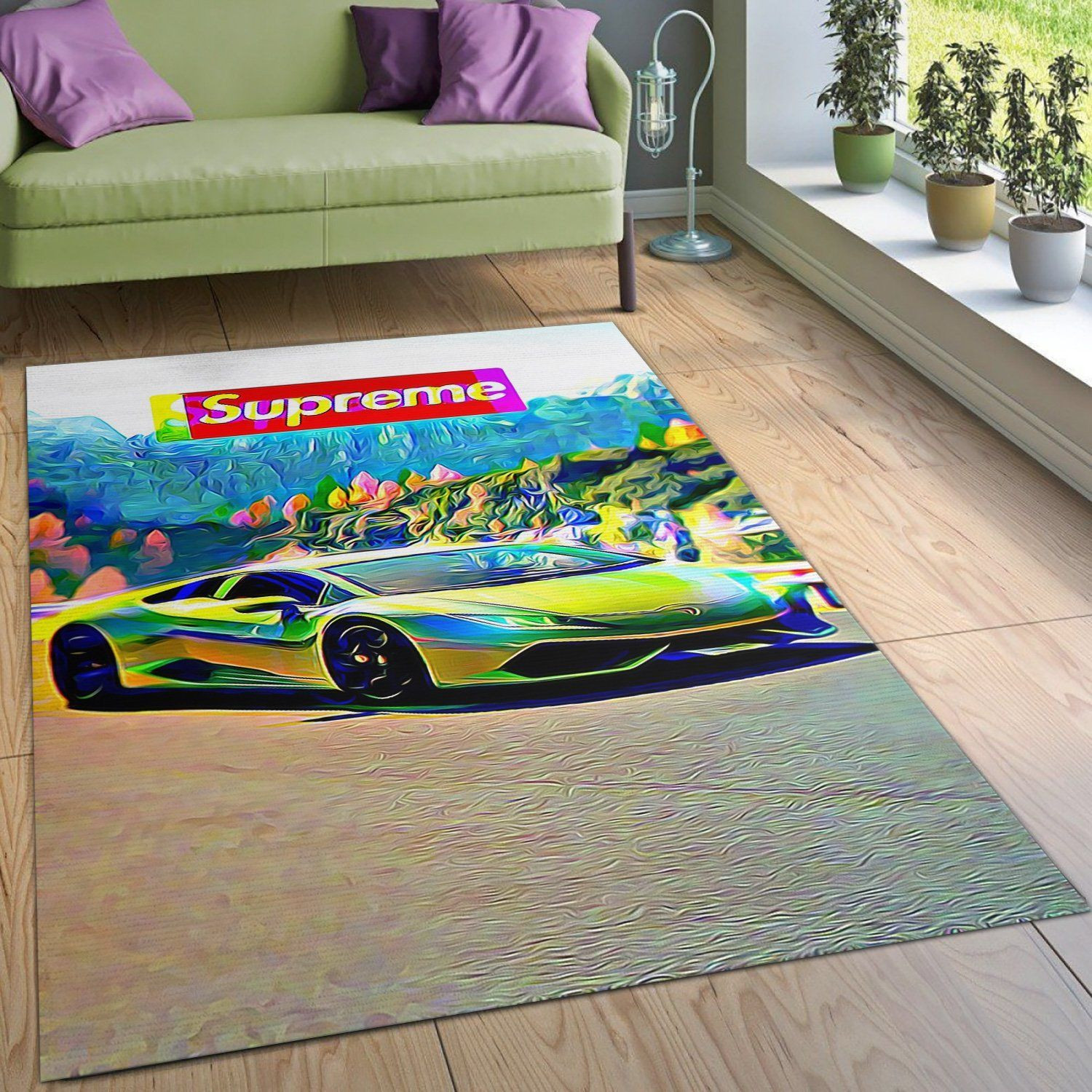 Supreme Lamborghini V1 Area Rug For Gift Living Room Rug US Gift Decor - Indoor Outdoor Rugs