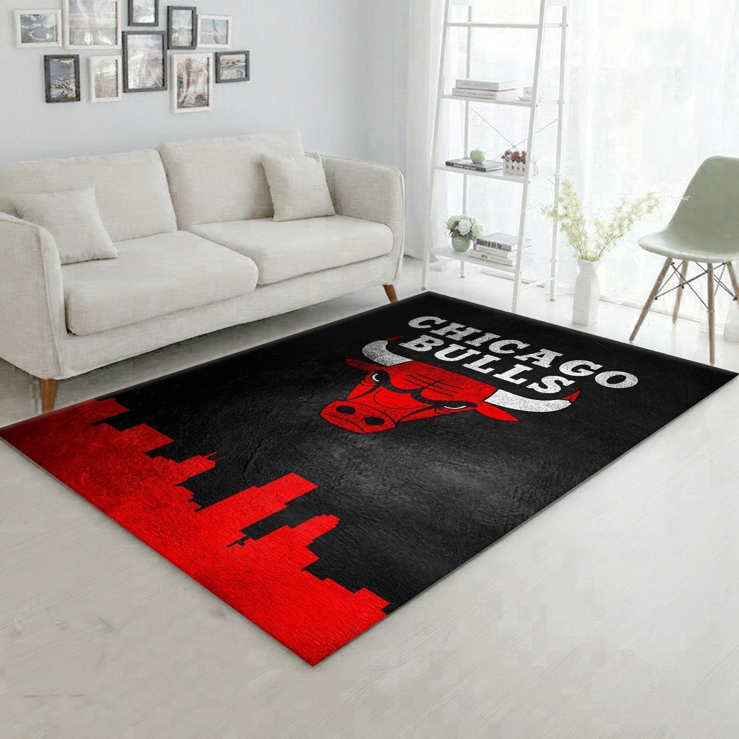 Chicago Bulls Skyline NBA Team Logo Area Rug, Living room and bedroom Rug, US Gift Decor - Indoor Outdoor Rugs