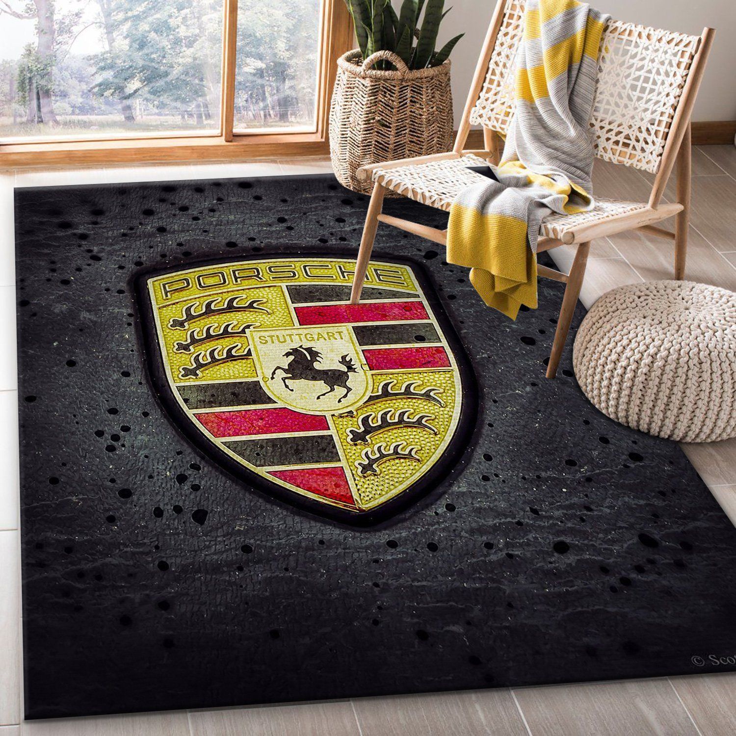 Porsche Logo Ver8 Area Rug For Christmas Living Room Rug Family Gift US Decor - Indoor Outdoor Rugs