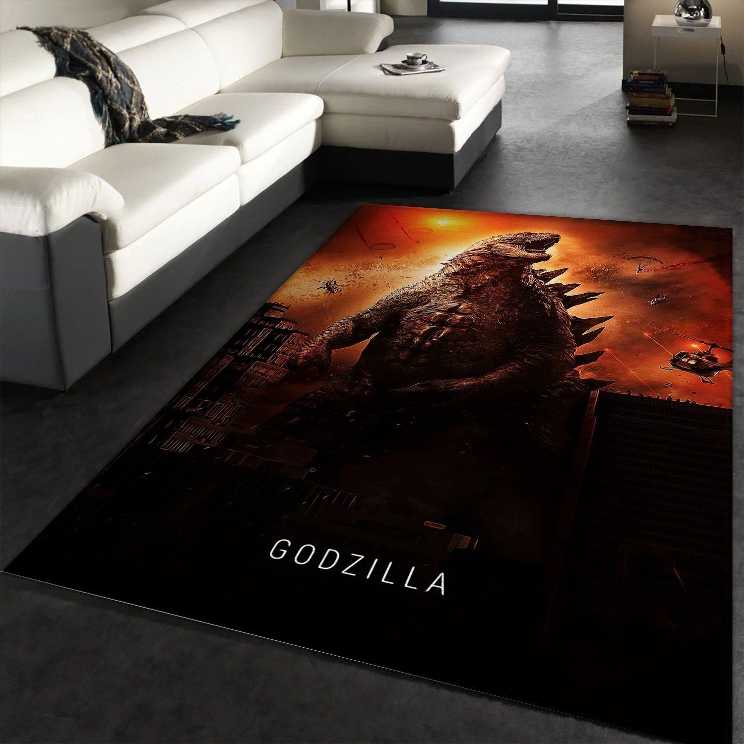 Godzilla Rug Art Painting Movie Rugs US Gift Decor - Indoor Outdoor Rugs