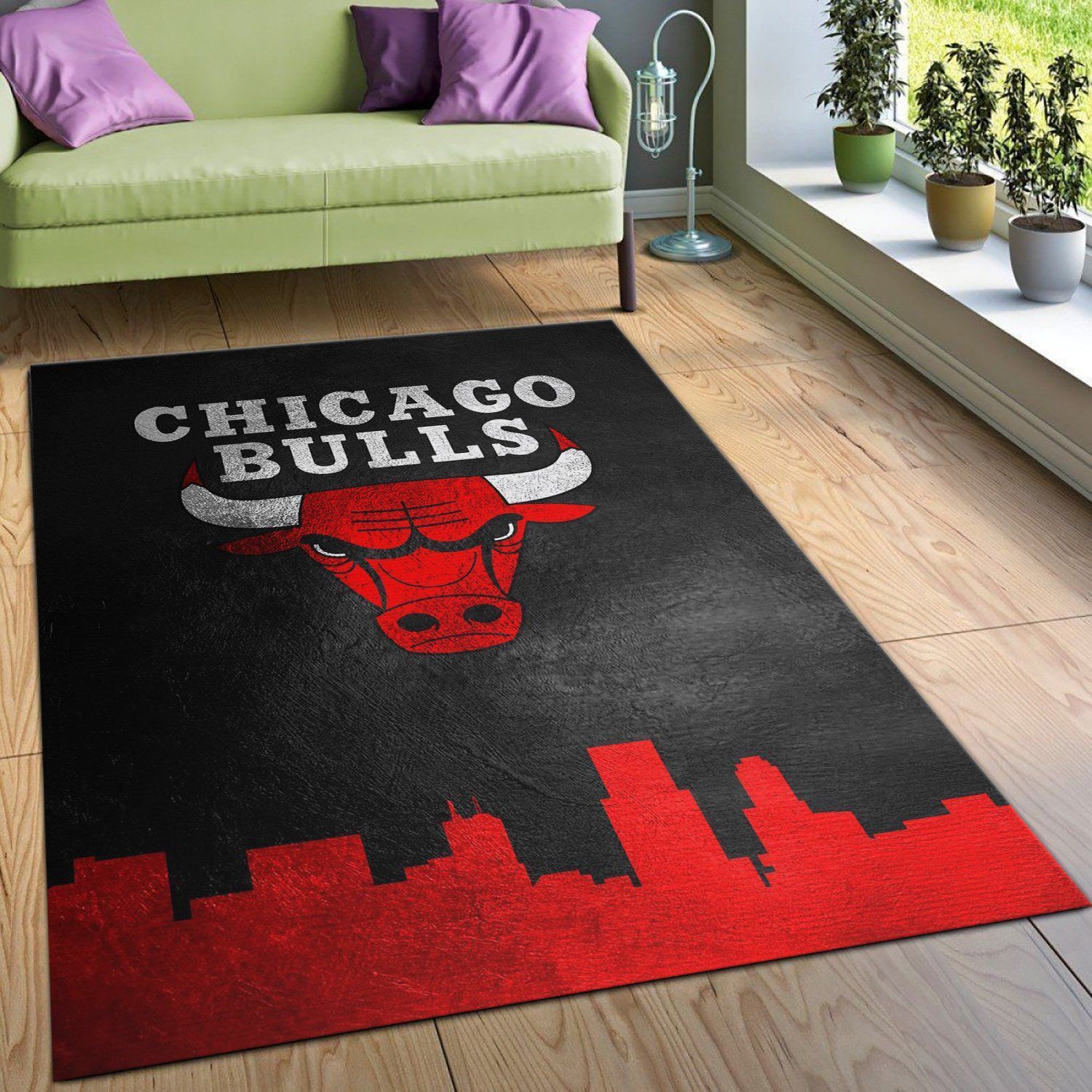 Chicago Bulls Skyline NBA Team Logo Area Rug, Living room and bedroom Rug, US Gift Decor - Indoor Outdoor Rugs