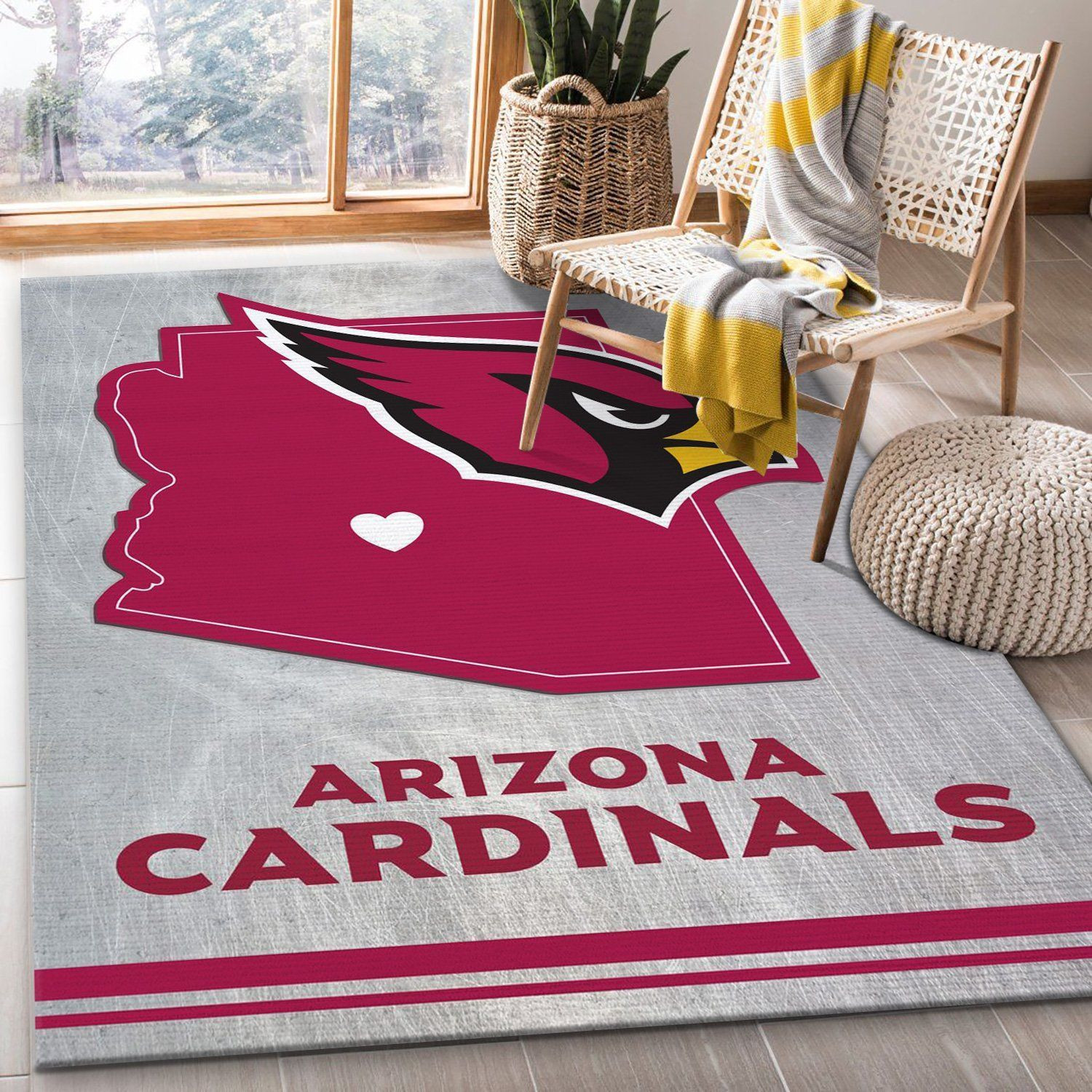 Arizona Cardinals Stripes Nfl Area Rug Living Room Rug Christmas Gift US Decor - Indoor Outdoor Rugs