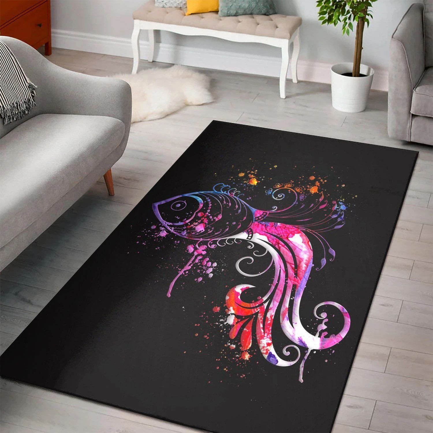 Asian Inspired Painting  Living Room Area Rug,  Christmas Gift, Floor Decor Home Decor - Indoor Outdoor Rugs