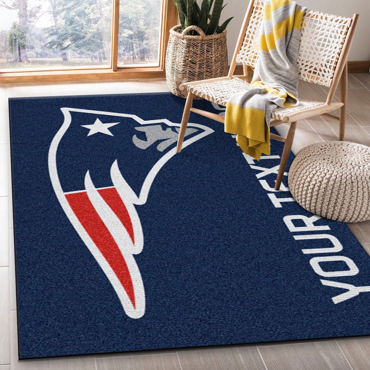 Customizable New England Patriots Personalized Accent Rug NFL Area Rug Carpet, Living Room Rug, Family Gift US Decor - Indoor Outdoor Rugs