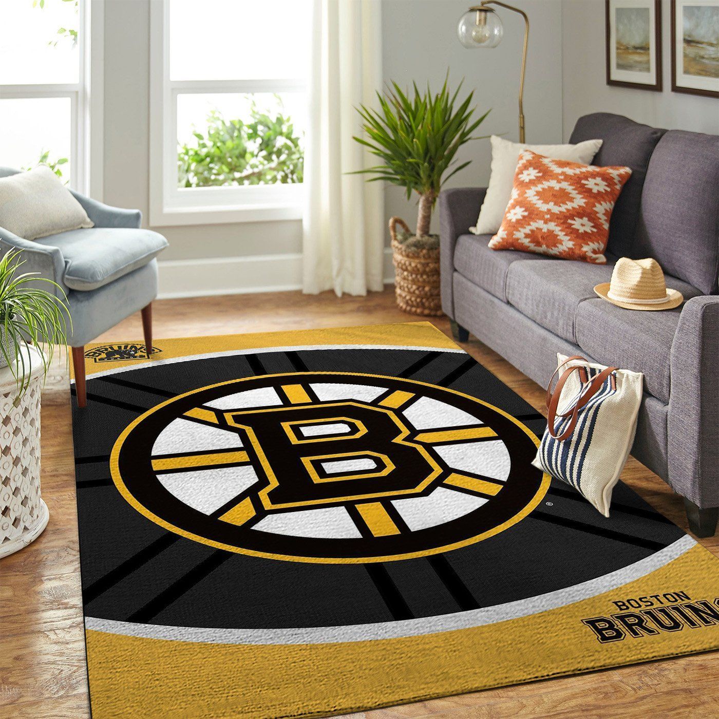 Boston Bruins Nhl Team Logo Style Nice Gift Home Decor Rectangle Area Rug - Indoor Outdoor Rugs