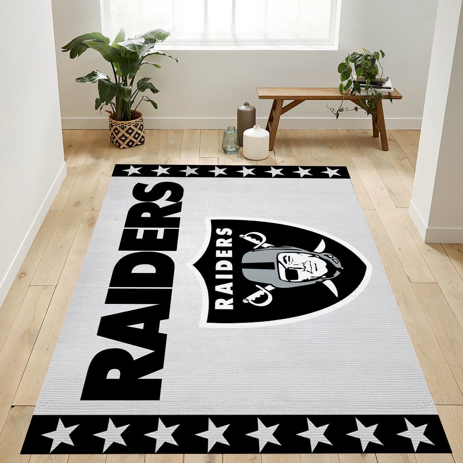 Oakland Raiders Banner Nfl Logo Area Rug For Gift Living Room Rug Home Decor Floor Decor - Indoor Outdoor Rugs