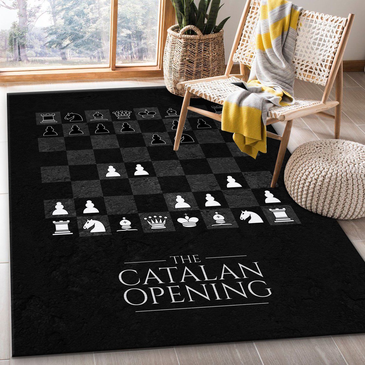 Catalan Opening Chess Rug Bedroom Rug Christmas Gift US Decor - Indoor Outdoor Rugs