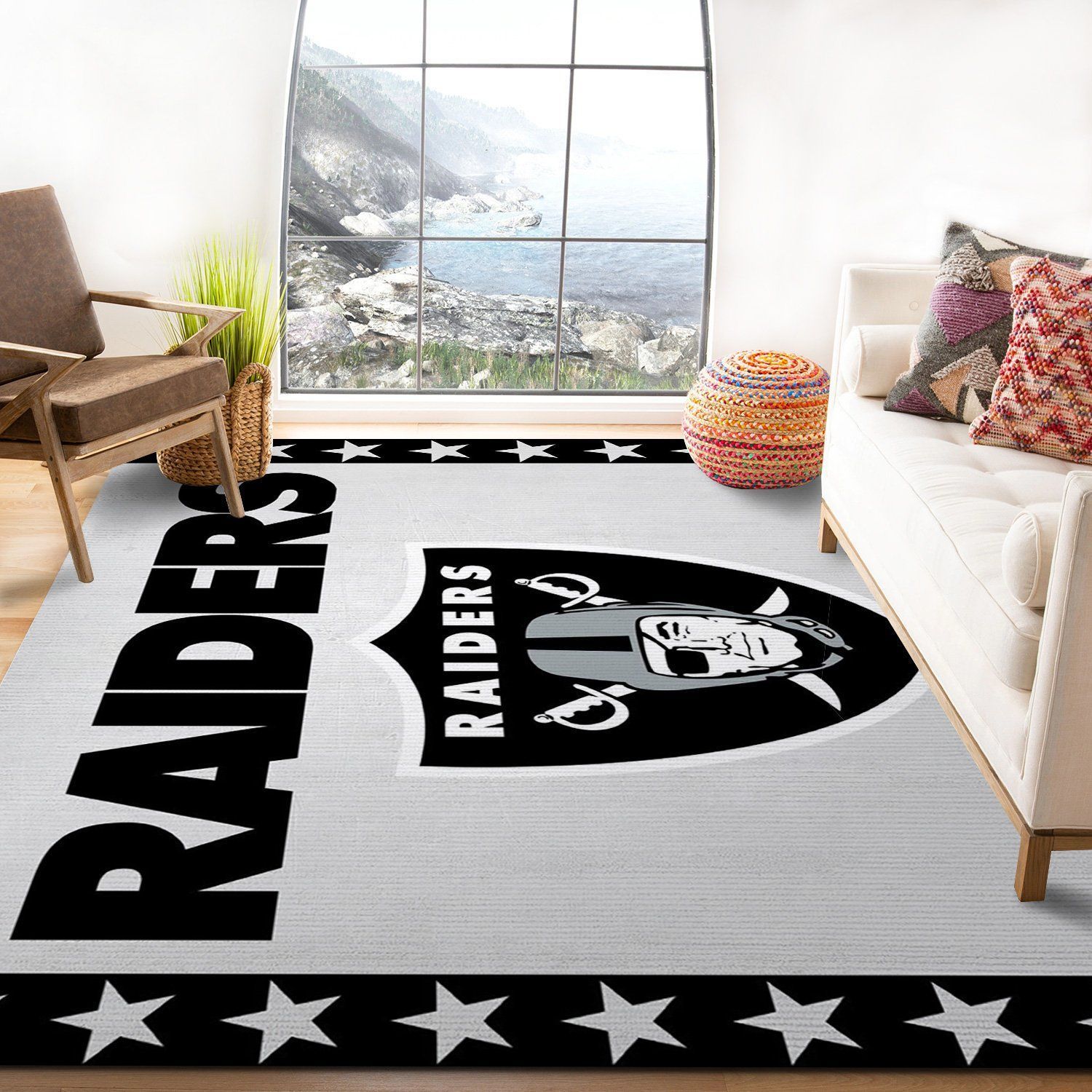 Oakland Raiders Banner Nfl Logo Area Rug For Gift Living Room Rug Home Decor Floor Decor - Indoor Outdoor Rugs