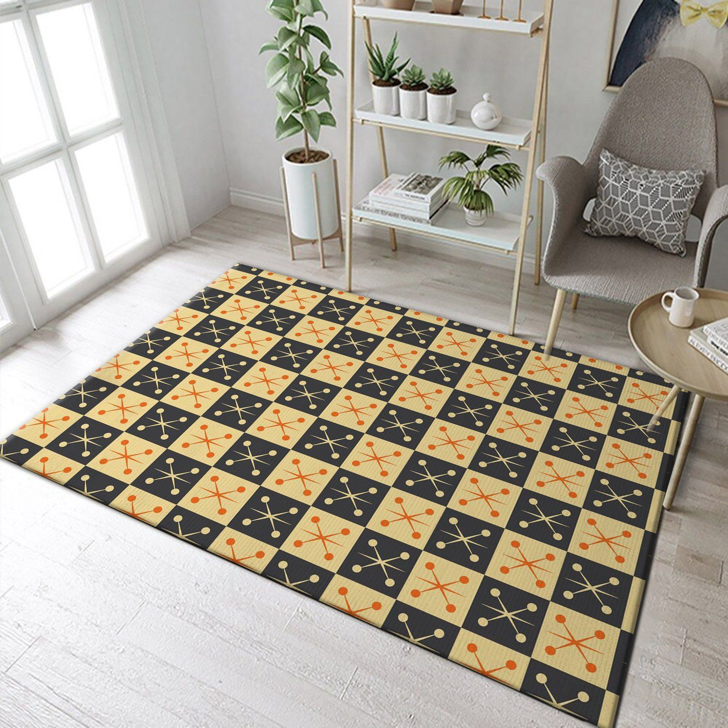 Midcentury Pattern 66 Area Rug, Living room and bedroom Rug, US Gift Decor - Indoor Outdoor Rugs