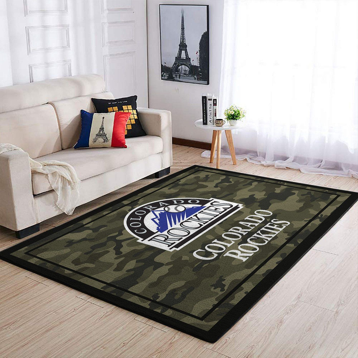 Colorado Rockies Mlb Team Logo Camo Style Nice Gift Home Decor Rectangle Area Rug - Indoor Outdoor Rugs