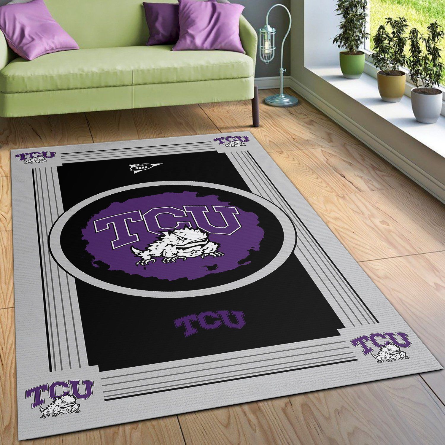 Tcu Horned Frogs NCAA Team Logo Nice Gift Home Decor Rectangle Area Rug RER E4H9 - Indoor Outdoor Rugs