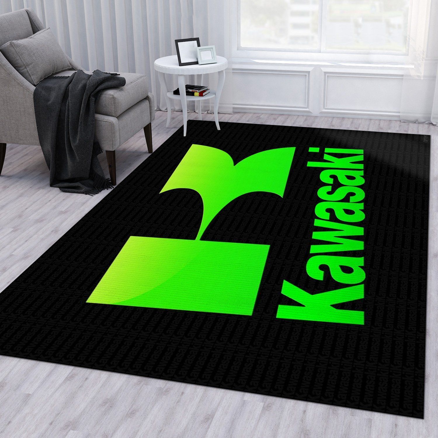 Kawasaki Hd Logo Area Rug For Christmas Living Room Rug Home US Decor - Indoor Outdoor Rugs