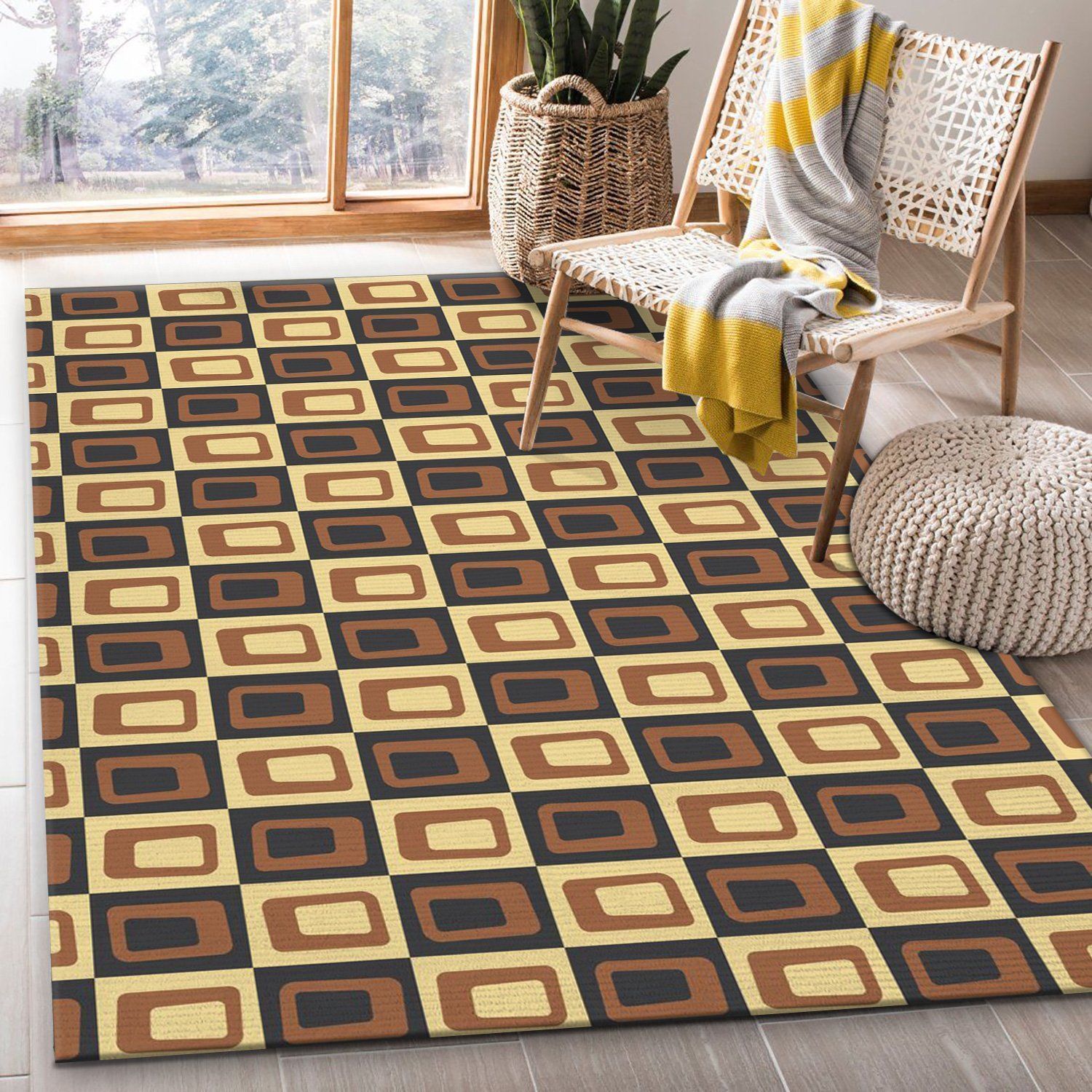 Midcentury Pattern 70 Area Rug, Living Room Rug, Christmas Gift US Decor - Indoor Outdoor Rugs