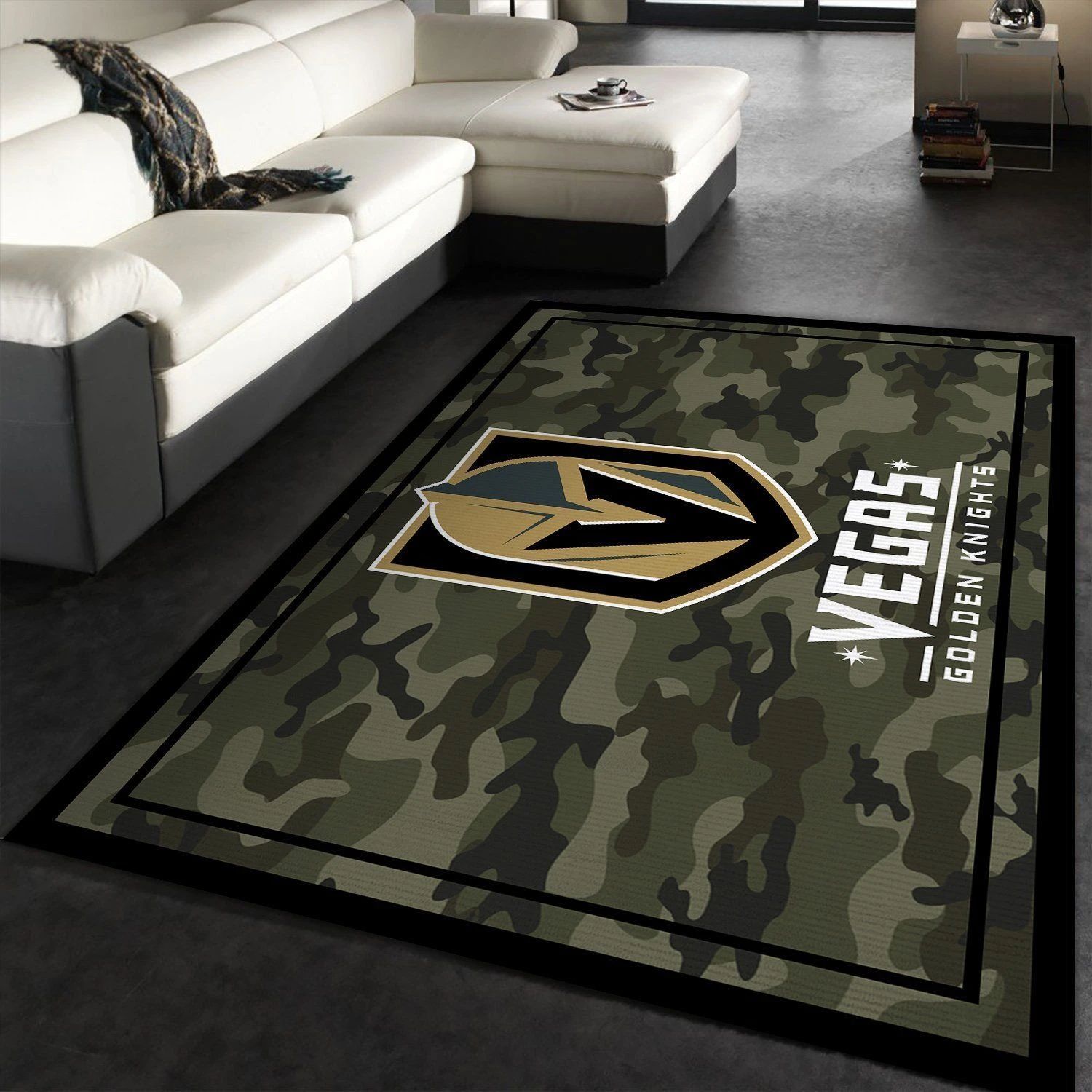 Vegas Golden Knights NHL Team Logo Camo Style Nice Gift Home Decor Area Rug Rugs For Living Room - Indoor Outdoor Rugs