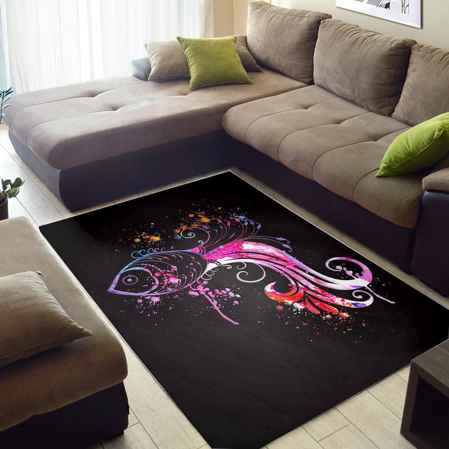 Asian Inspired Painting  Living Room Area Rug,  Christmas Gift, Floor Decor Home Decor - Indoor Outdoor Rugs