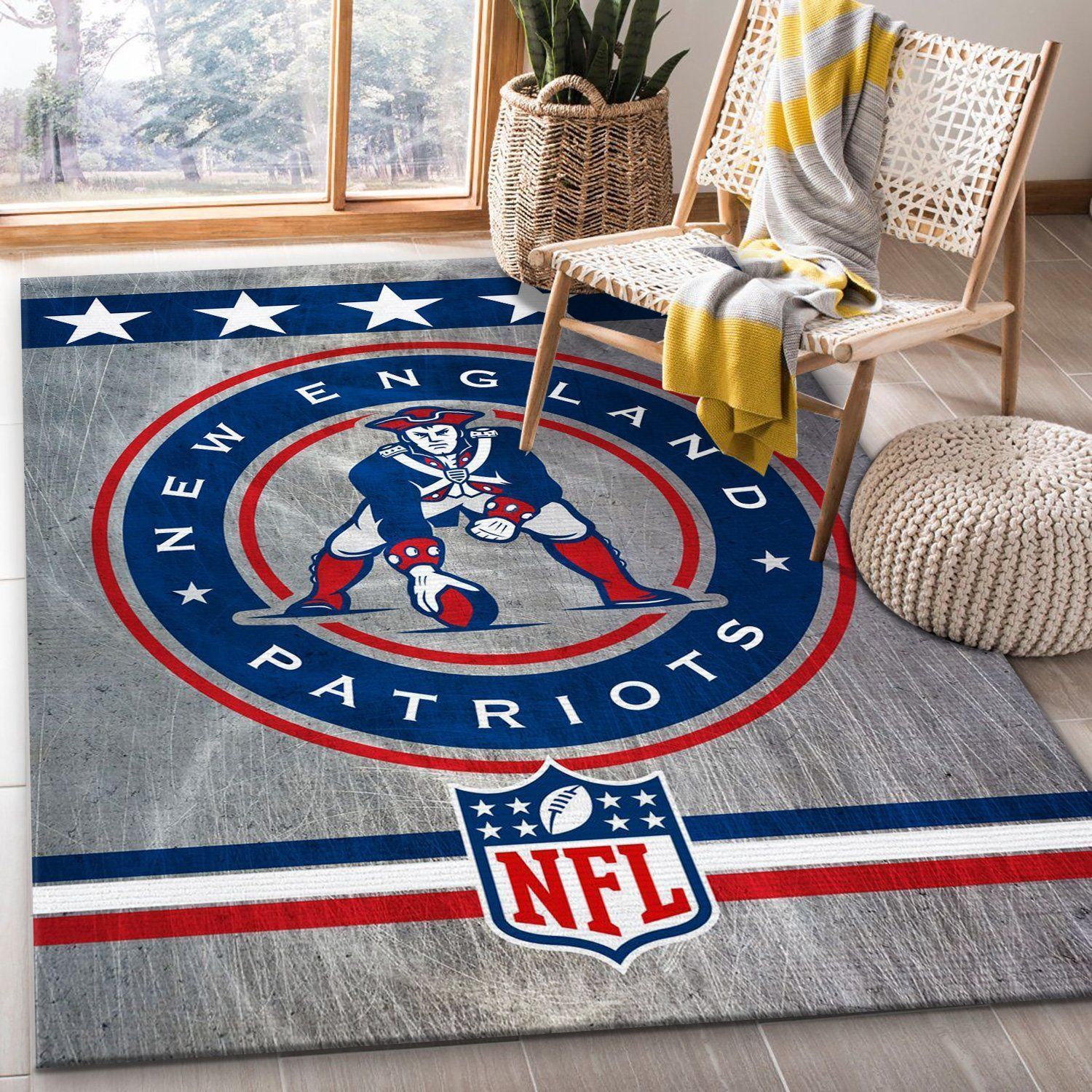 Ne Patriots Circle Nfl Football Team Area Rug For Gift Bedroom Rug Home Decor Floor Decor - Indoor Outdoor Rugs