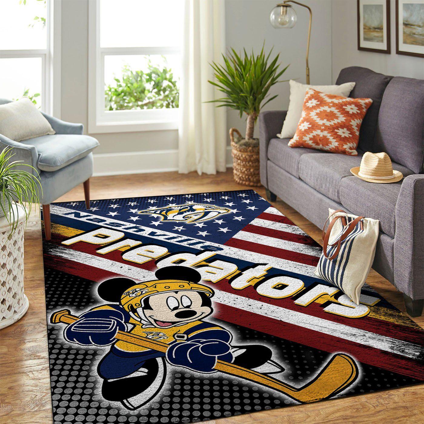 Nashville Predators Nhl Team Logo Mickey Us Style Nice Gift Home Decor Rectangle Area Rug - Indoor Outdoor Rugs