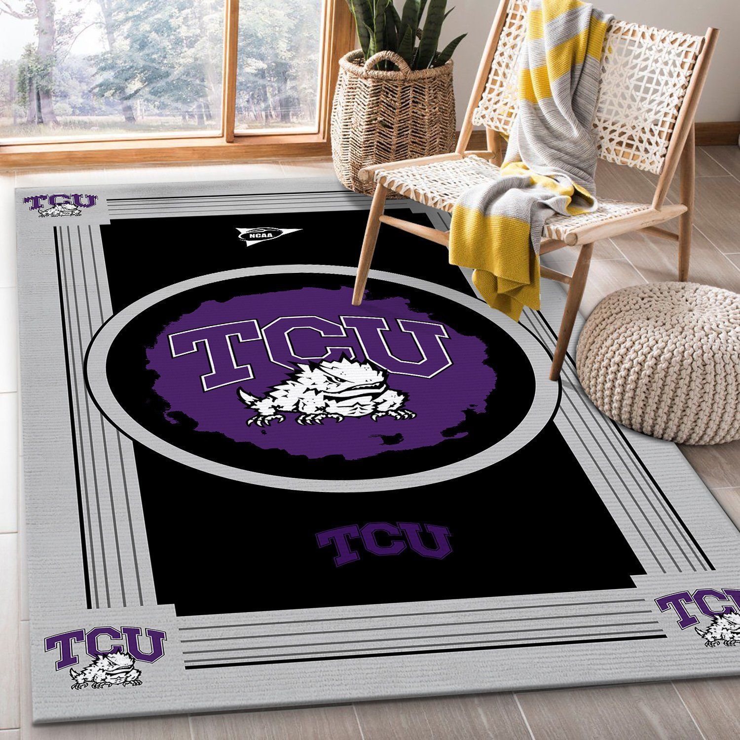 Tcu Horned Frogs NCAA Team Logo Nice Gift Home Decor Rectangle Area Rug RER E4H9 - Indoor Outdoor Rugs