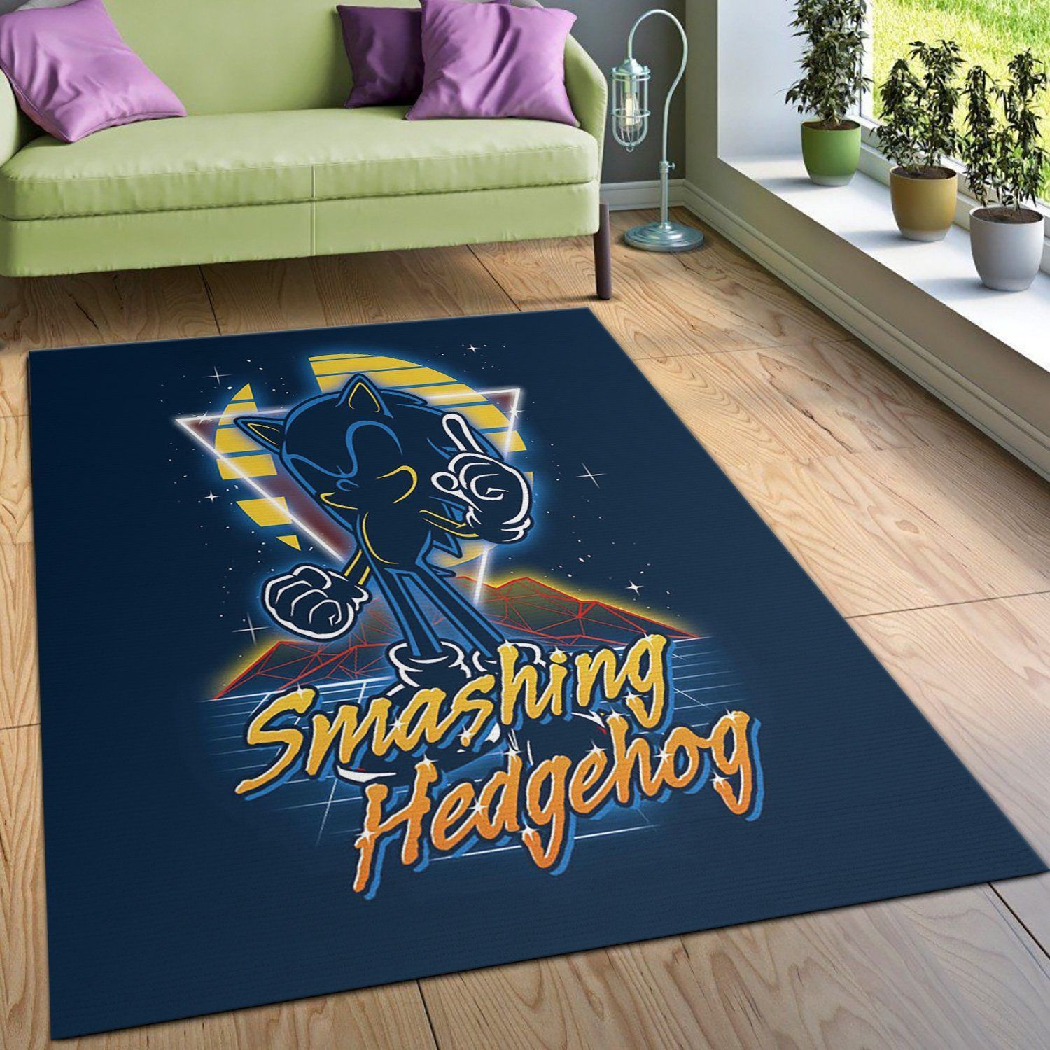 Retro Smashing Hedgehog Area Rug Carpet, Kitchen Rug, Floor Decor - Indoor Outdoor Rugs