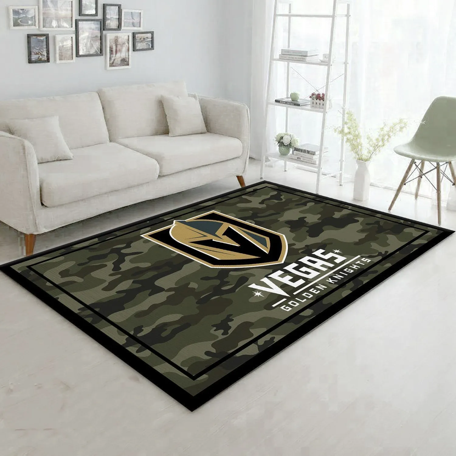 Vegas Golden Knights NHL Team Logo Camo Style Nice Gift Home Decor Area Rug Rugs For Living Room - Indoor Outdoor Rugs