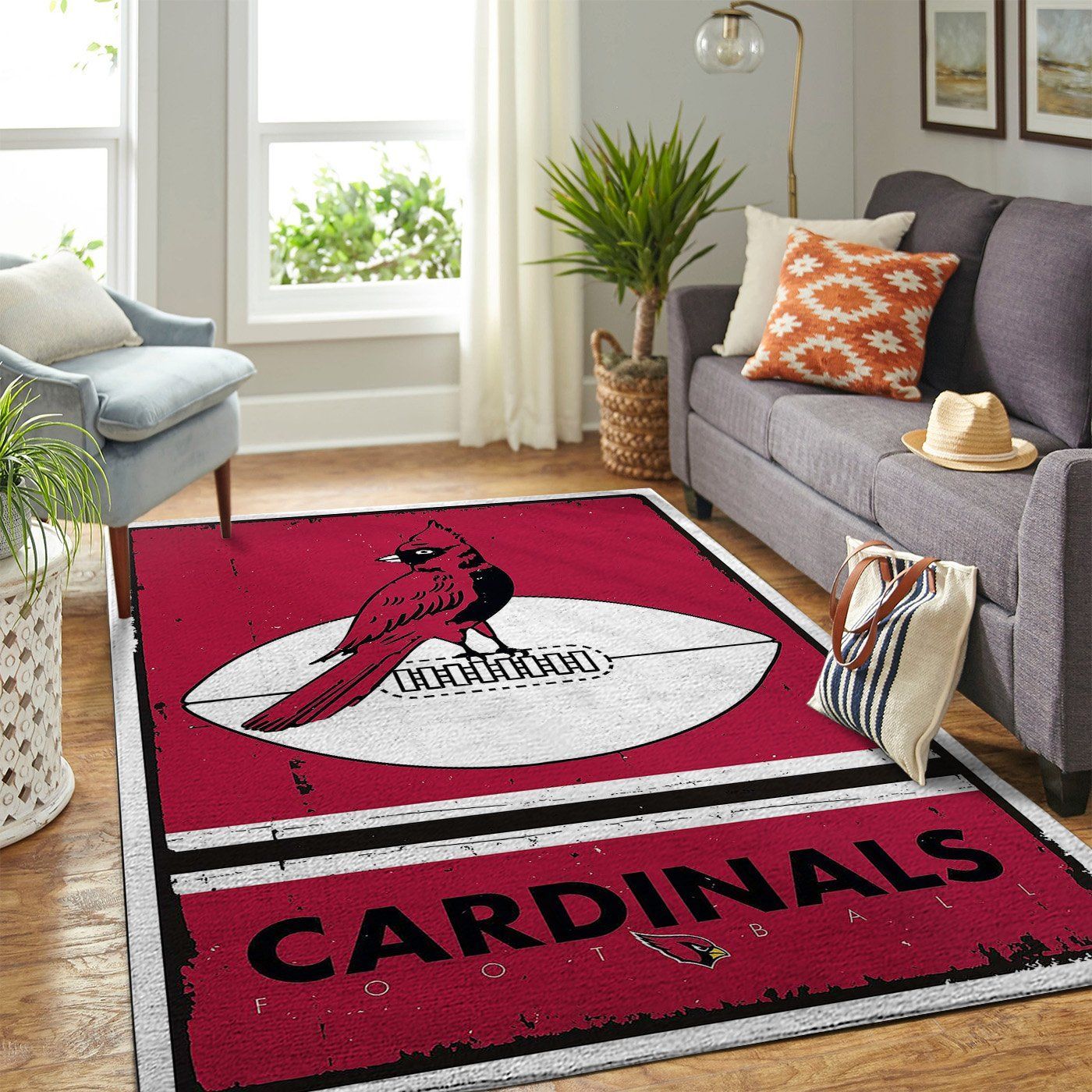 Arizona Cardinals Nfl Team Logo Retro Style Nice Gift Home Decor Rectangle Area Rug - Indoor Outdoor Rugs