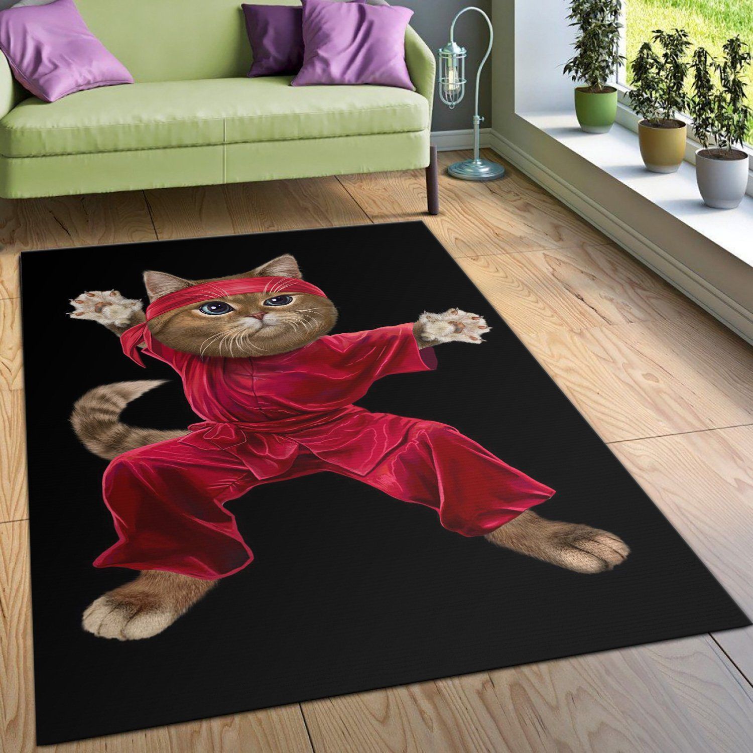 Chinese Legend Kungfu Cat Area Rug Carpet Bedroom Home US Decor - Indoor Outdoor Rugs