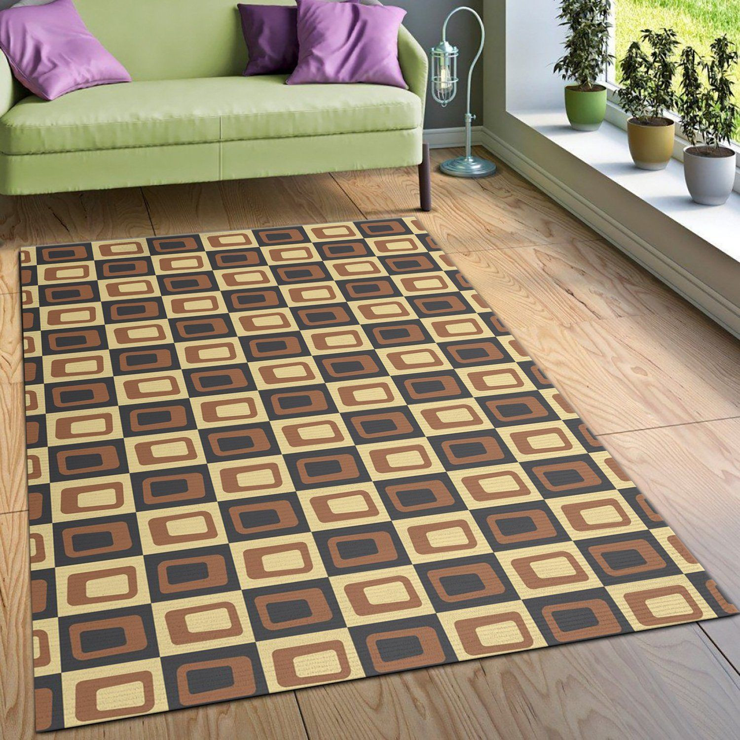 Midcentury Pattern 70 Area Rug, Living Room Rug, Christmas Gift US Decor - Indoor Outdoor Rugs