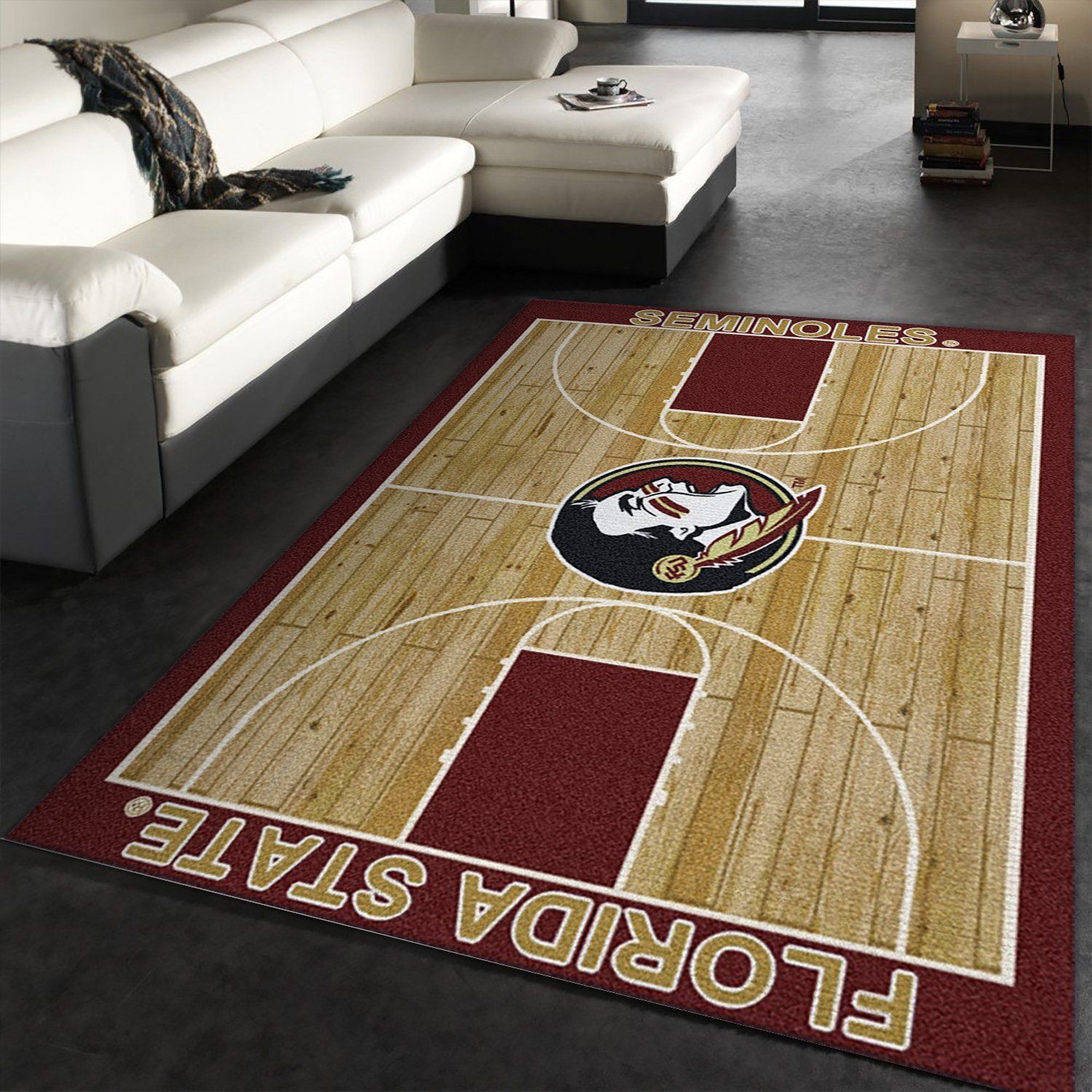 College Home Court Florida State Basketball Team Logo Area Rug, Kitchen Rug, US Gift Decor - Indoor Outdoor Rugs