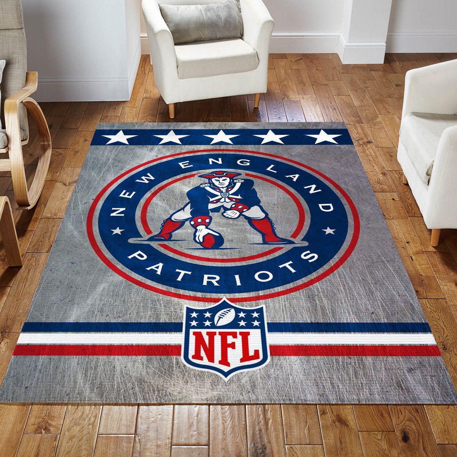 Ne Patriots Circle Nfl Football Team Area Rug For Gift Bedroom Rug Home Decor Floor Decor - Indoor Outdoor Rugs