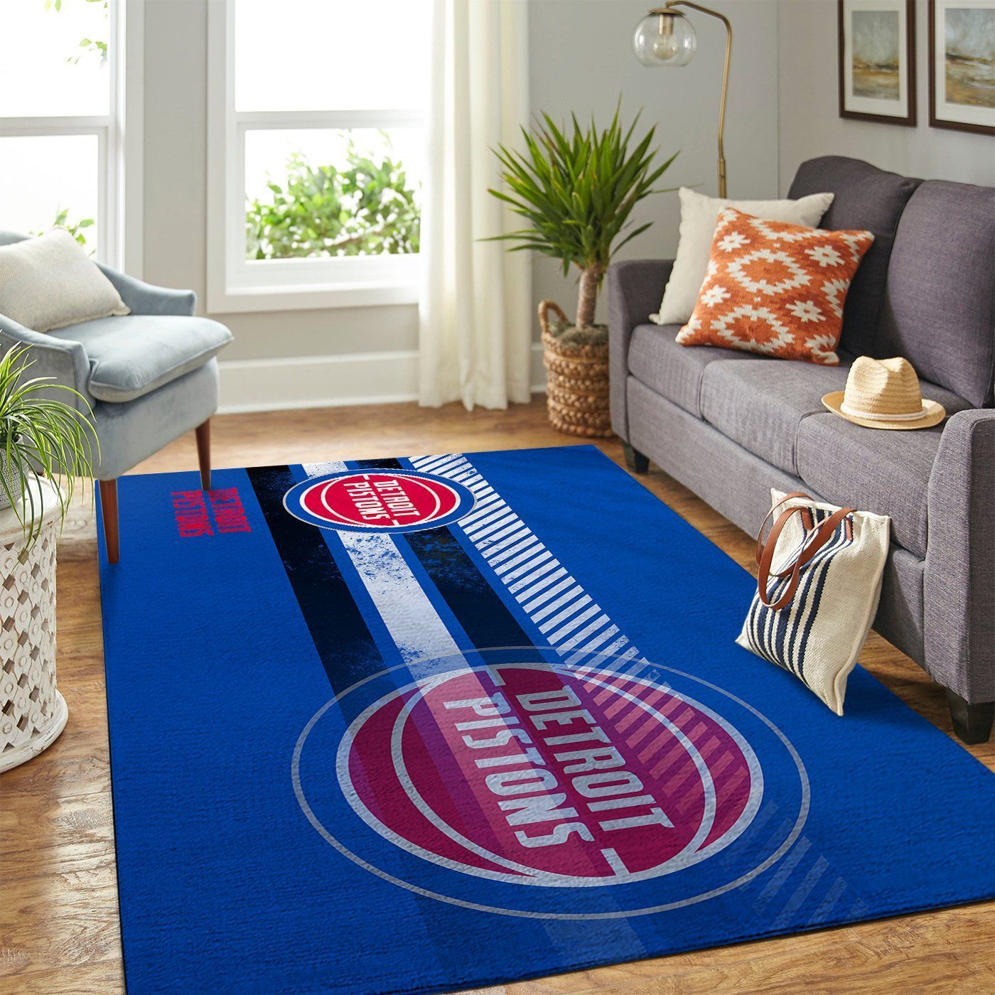 Detroit Pistons Nba Team Logo Nice Gift Home Decor Rectangle Area Rug - Indoor Outdoor Rugs