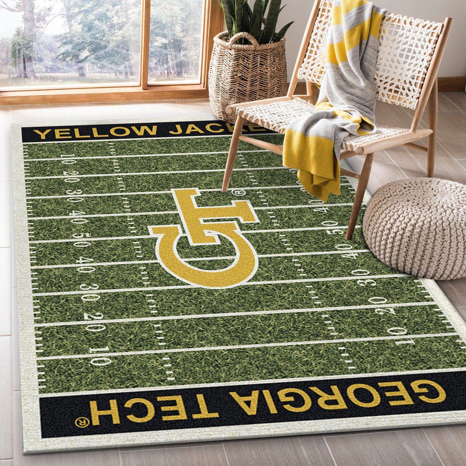 College Georgia Tech NFL Team Logo Area Rug, Kitchen Rug, Home US Decor - Indoor Outdoor Rugs