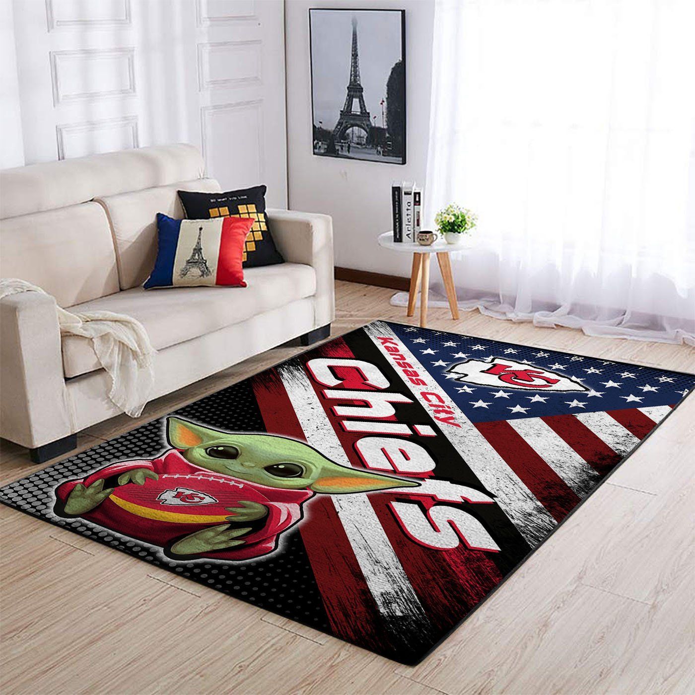 Kansas City Chiefs Nfl Team Logo Baby Yoda Us Style Nice Gift Home Decor Rectangle Area Rug - Indoor Outdoor Rugs