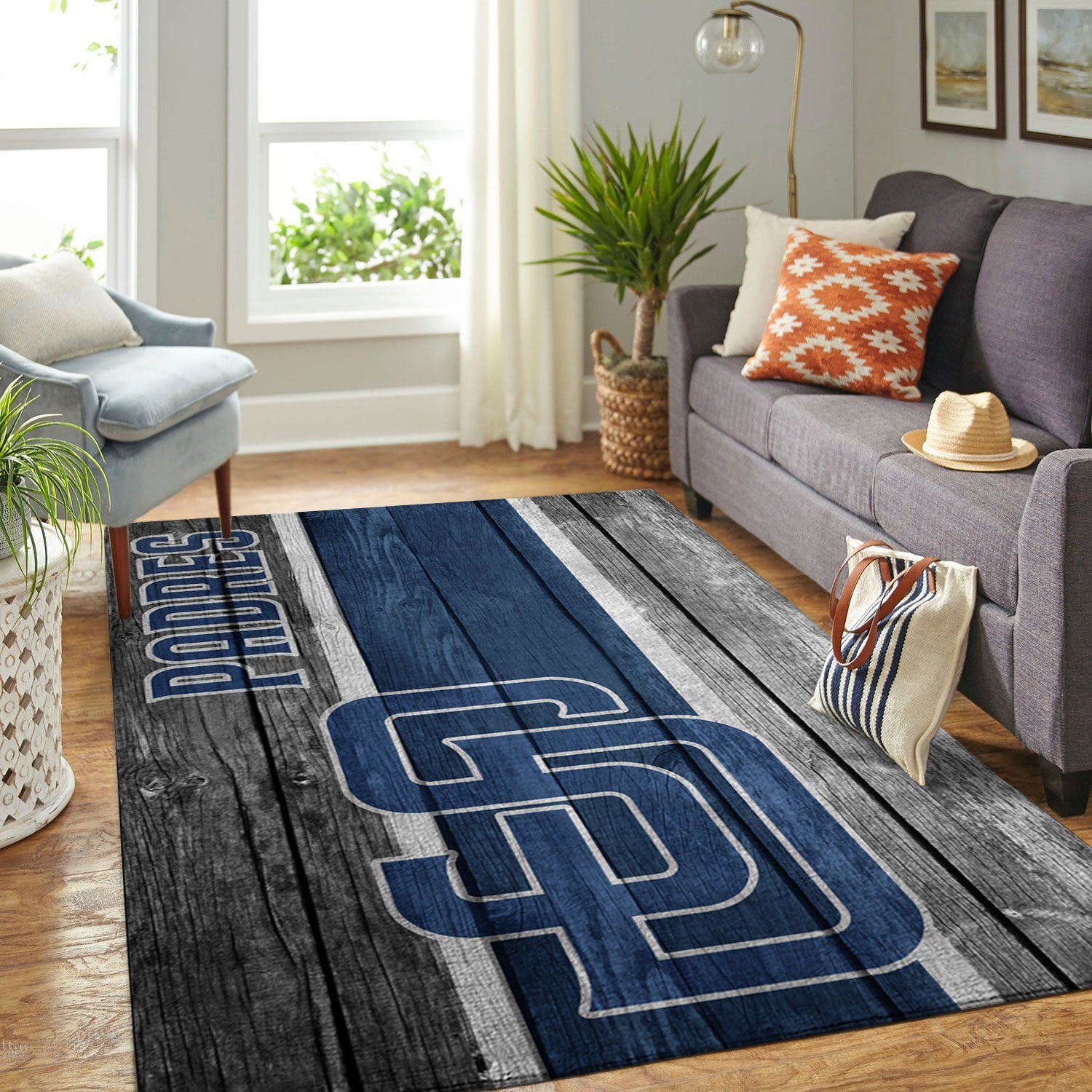 San Diego Padres Mlb Team Logo Wooden Style Style Nice Gift Home Decor Rectangle Area Rug - Indoor Outdoor Rugs