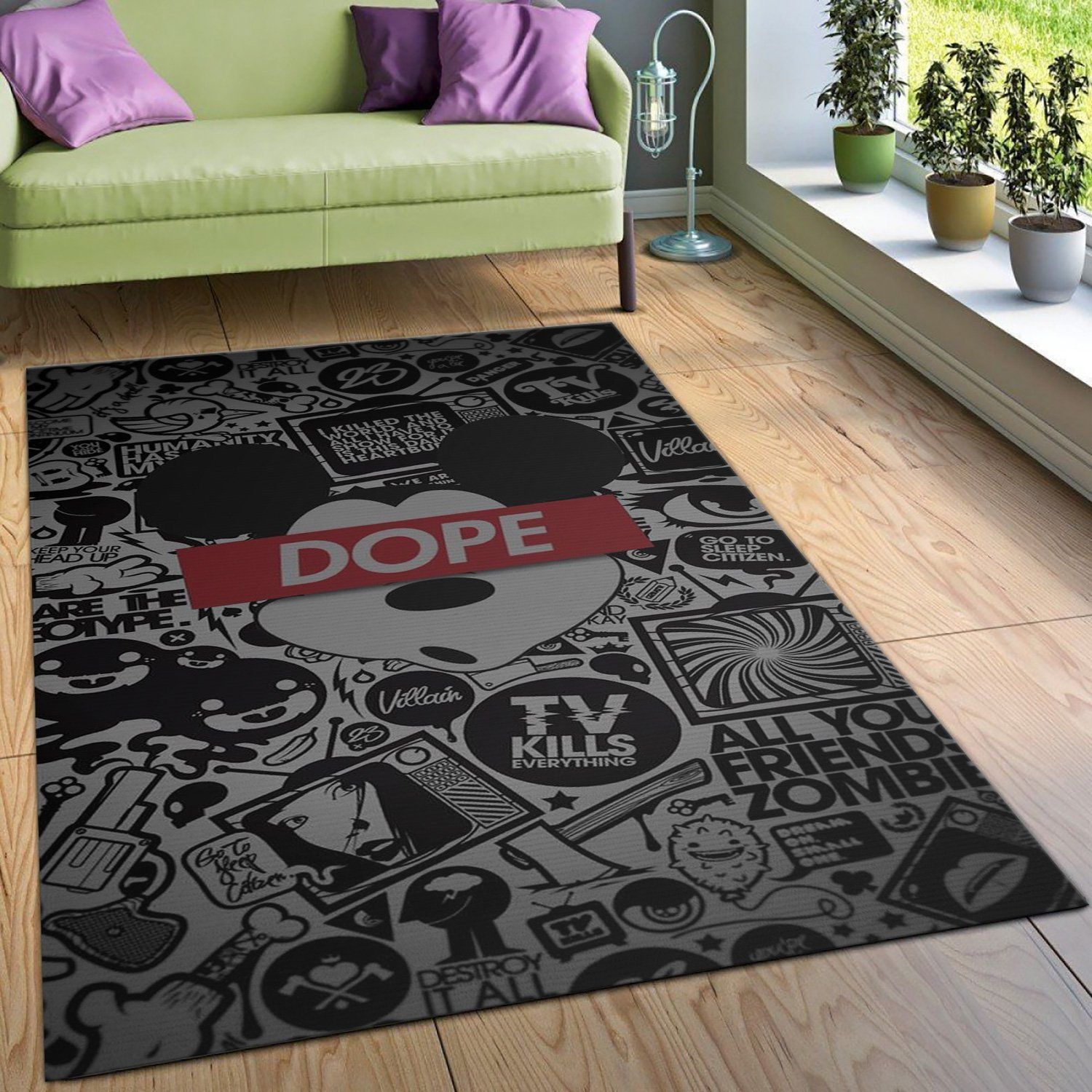 Mickey Mouse Hype Area Rugs Living Room Carpet Christmas Gift Floor Decor The US Decor - Indoor Outdoor Rugs