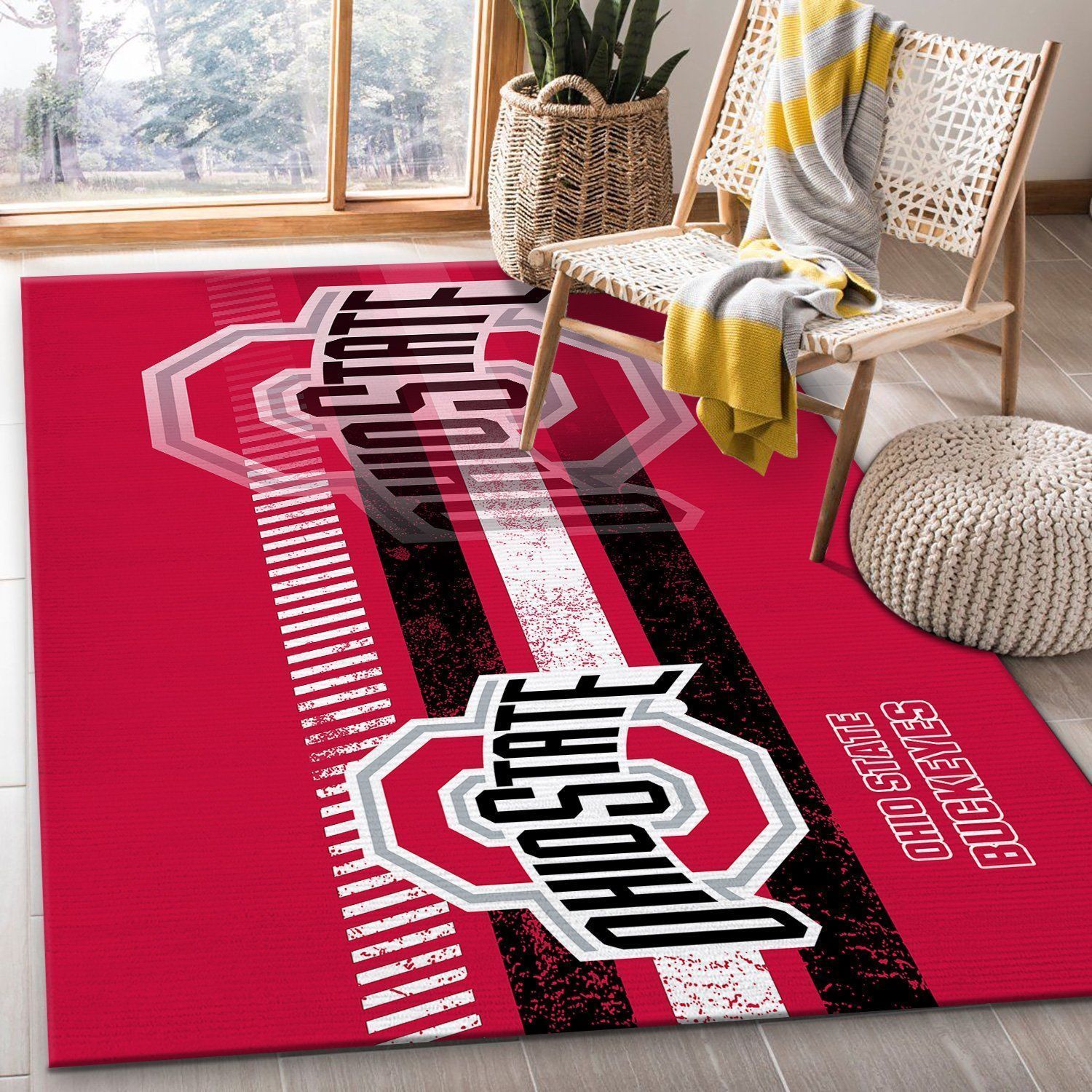 Ohio State Buckeyes Ncaa Rug Room Carpet Sport Custom Area Floor Home Decor - Indoor Outdoor Rugs