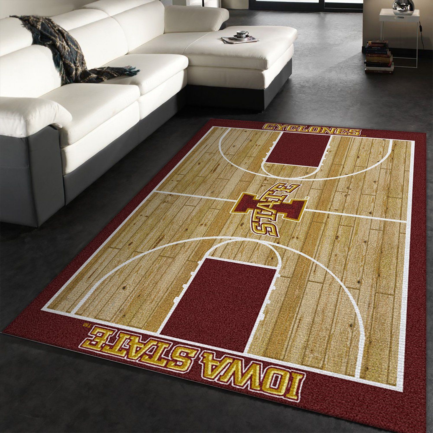 College Home Court Iowa State Basketball Team Logo Area Rug, Kitchen Rug, Christmas Gift US Decor - Indoor Outdoor Rugs