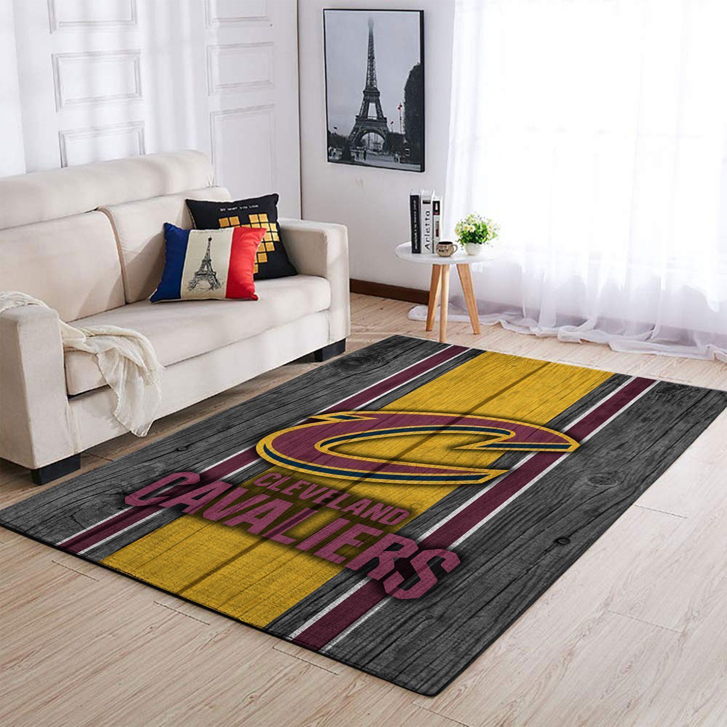 Cleveland Cavaliers Nba Team Logo Wooden Style Nice Gift Home Decor Rectangle Area Rug - Indoor Outdoor Rugs